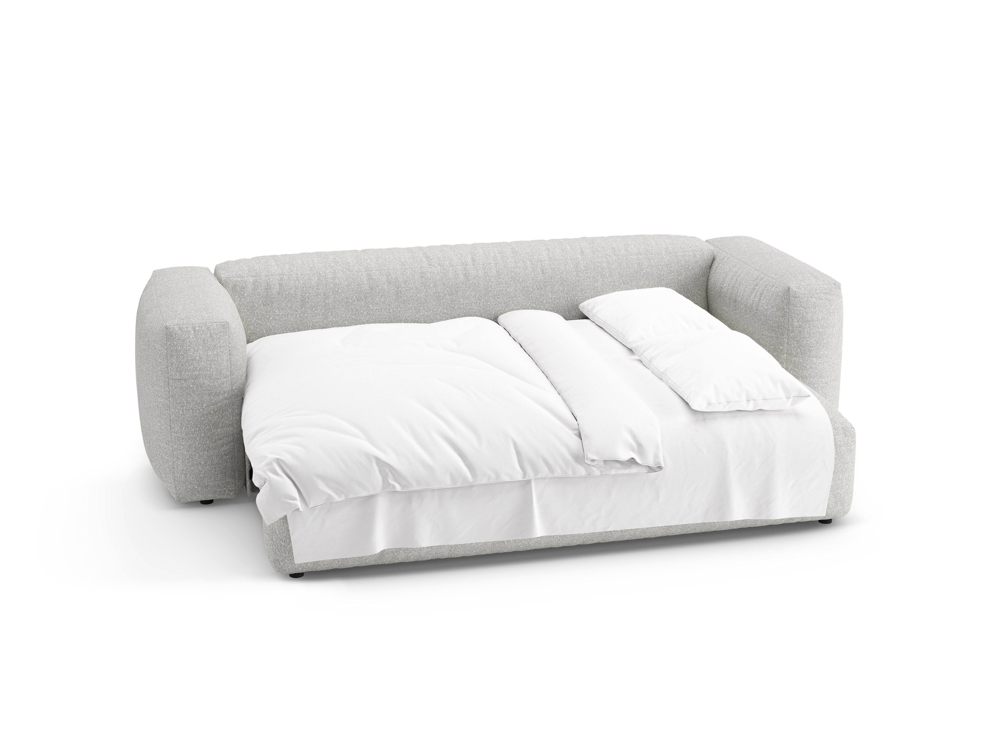 Sofa 3-Sitzer mit Schlaffunktion MARTINA grau-beige Melange Boucle