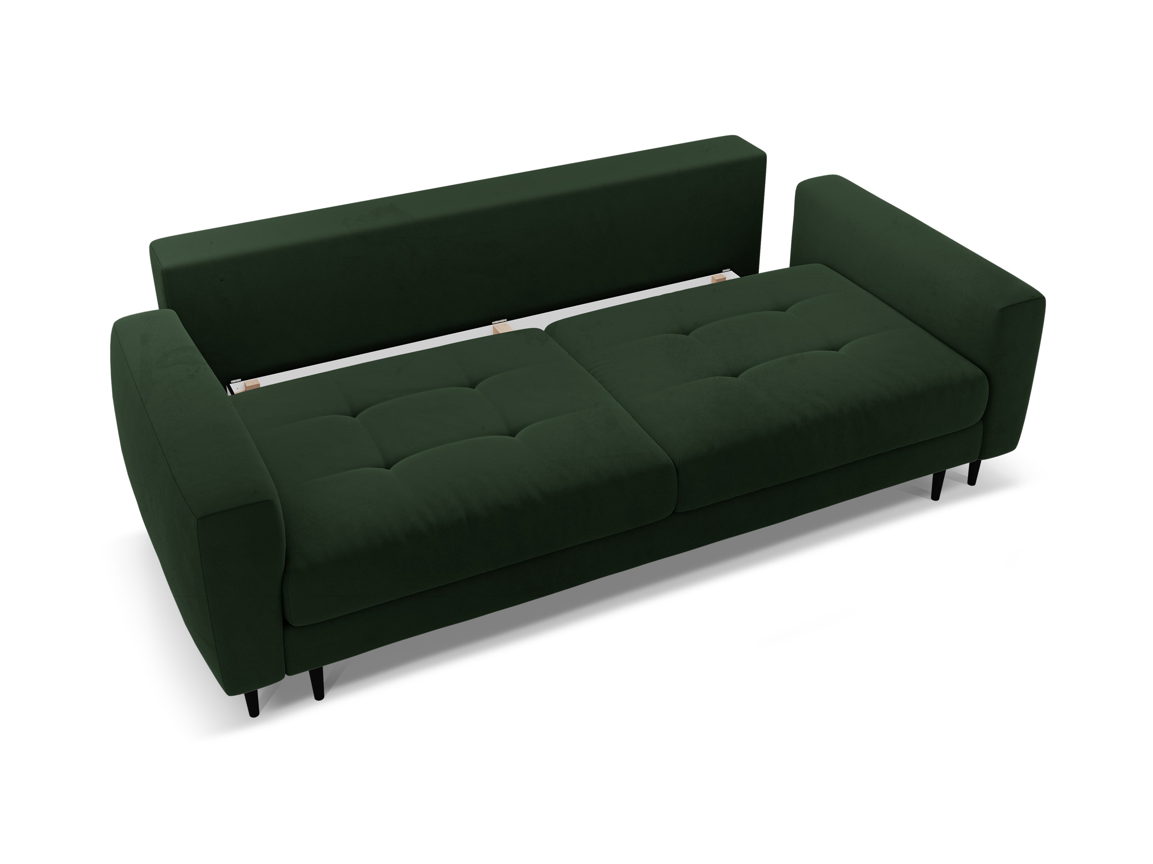 Sofa aksamitna 3-osobowa z funkcją spania BEMY butelkowy zielony