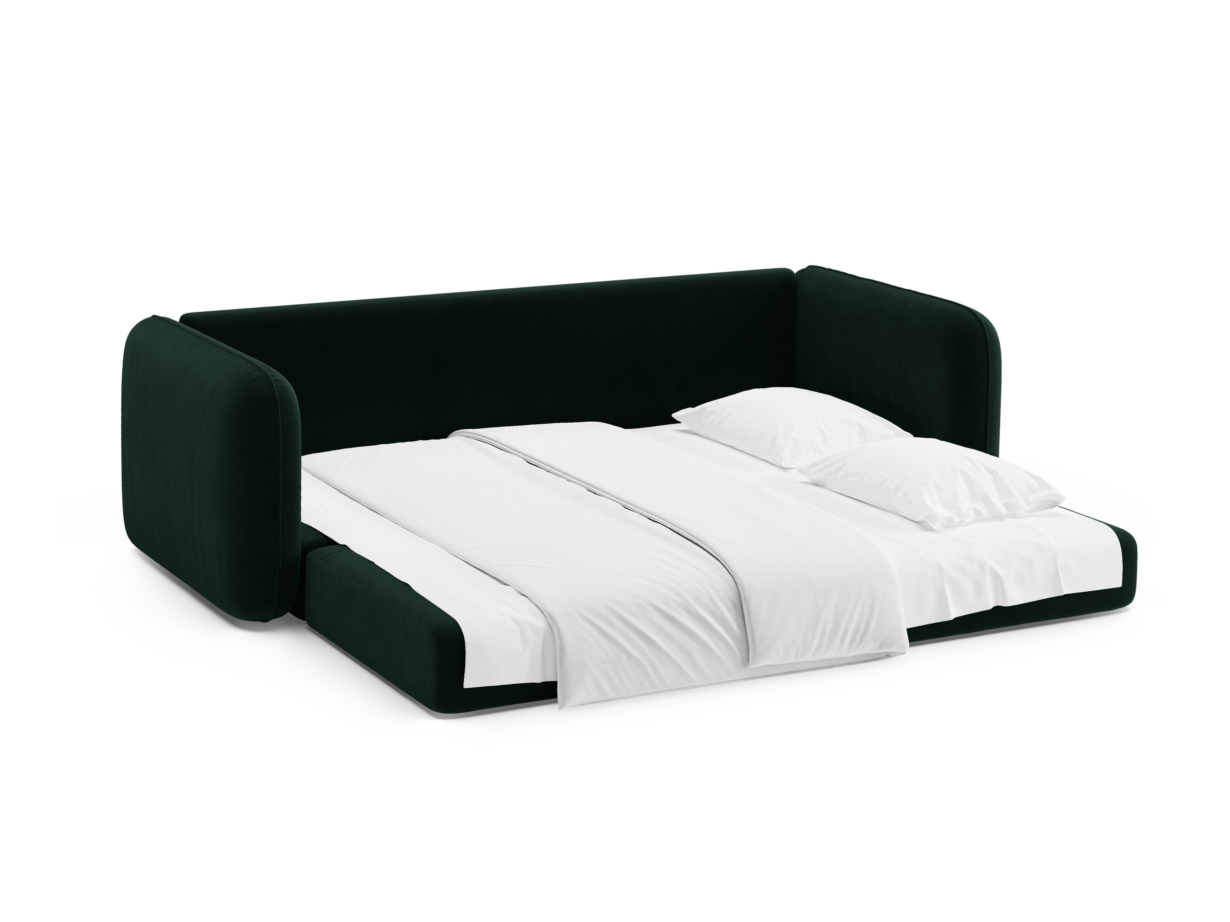 Sofa aus Samt für 3 Personen mit Schlaf-Funktion DORMI in Flaschengrün