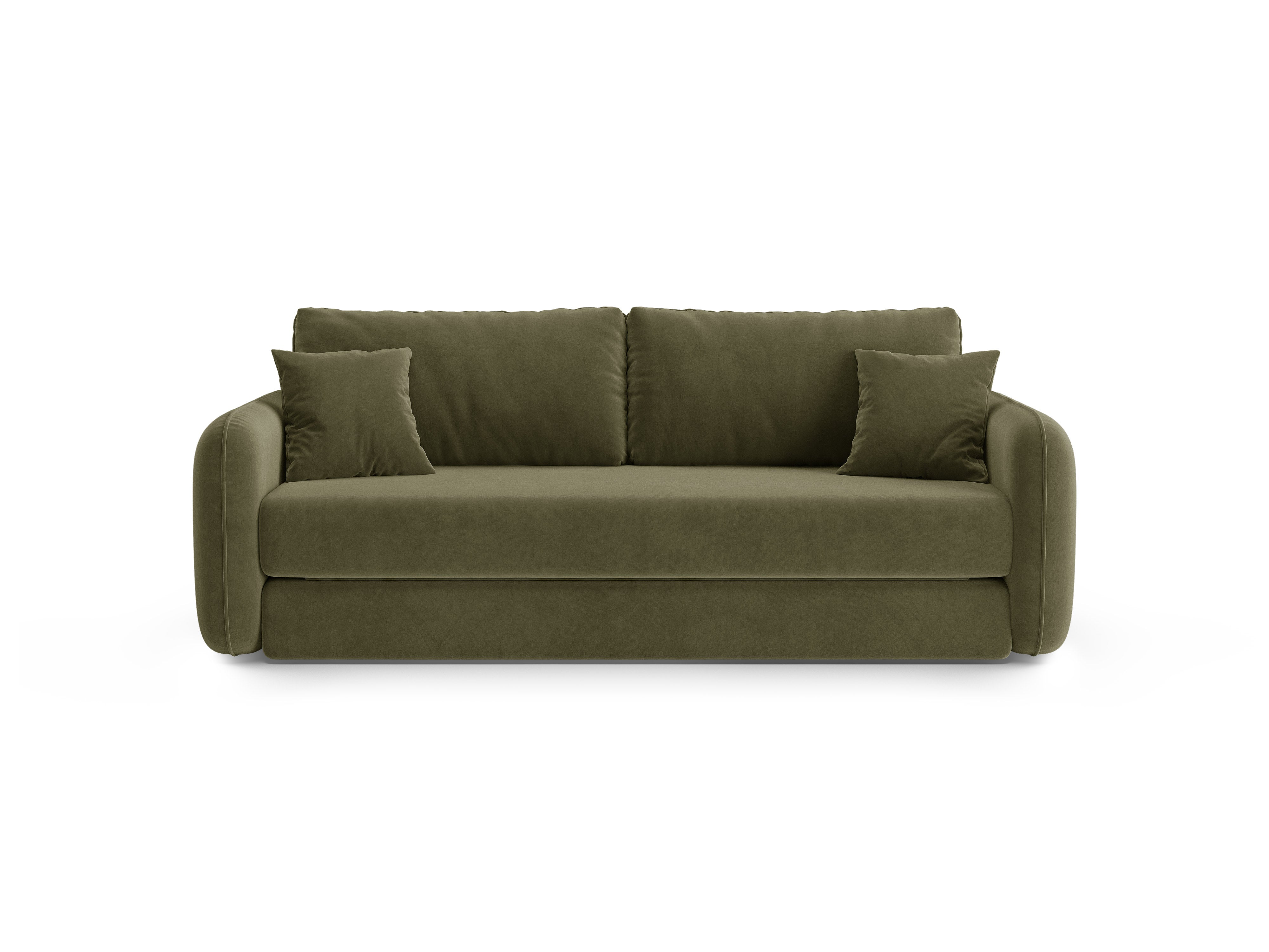 Sofa aksamitna 3-osobowa z funkcją spania DORMI zielony