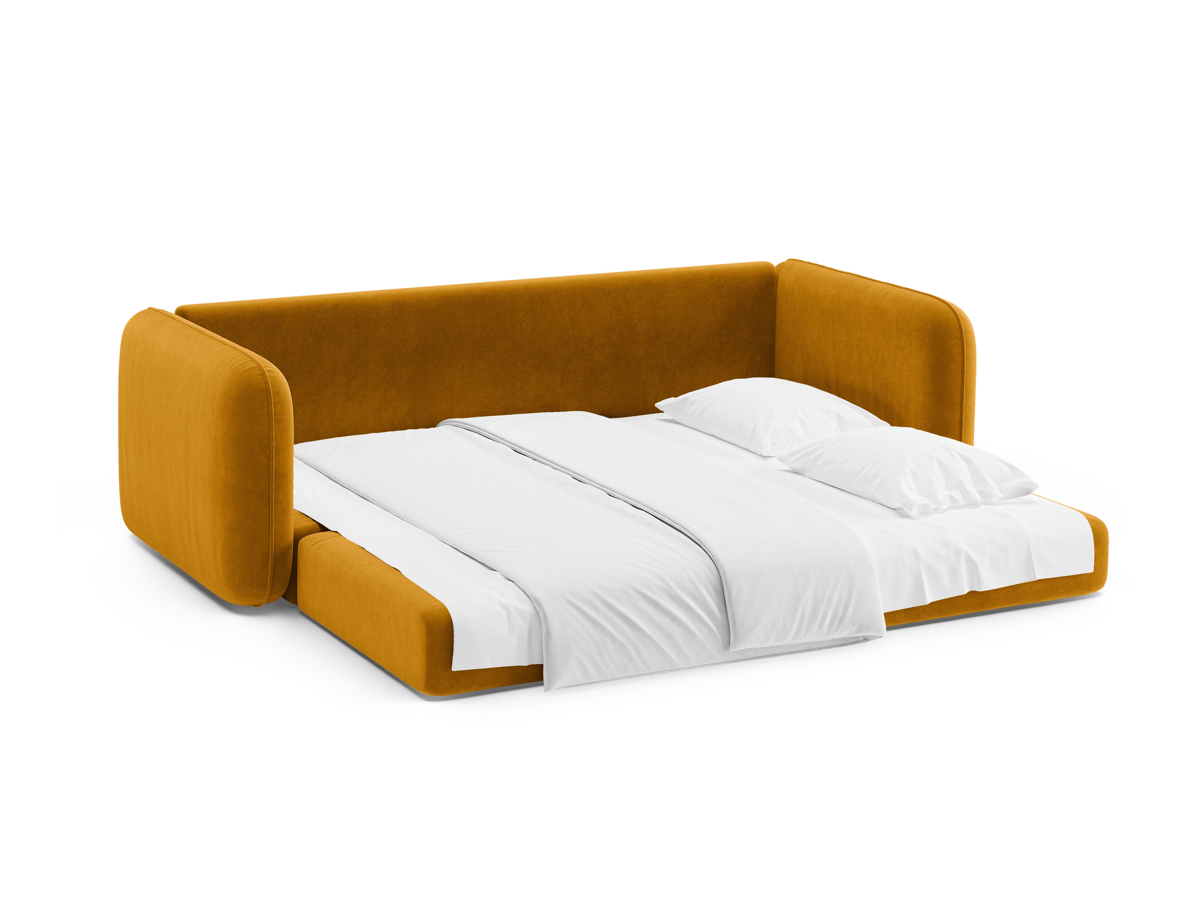 Sofa aus Samt 3-sitzig mit Schlaffunktion DORMI gelb