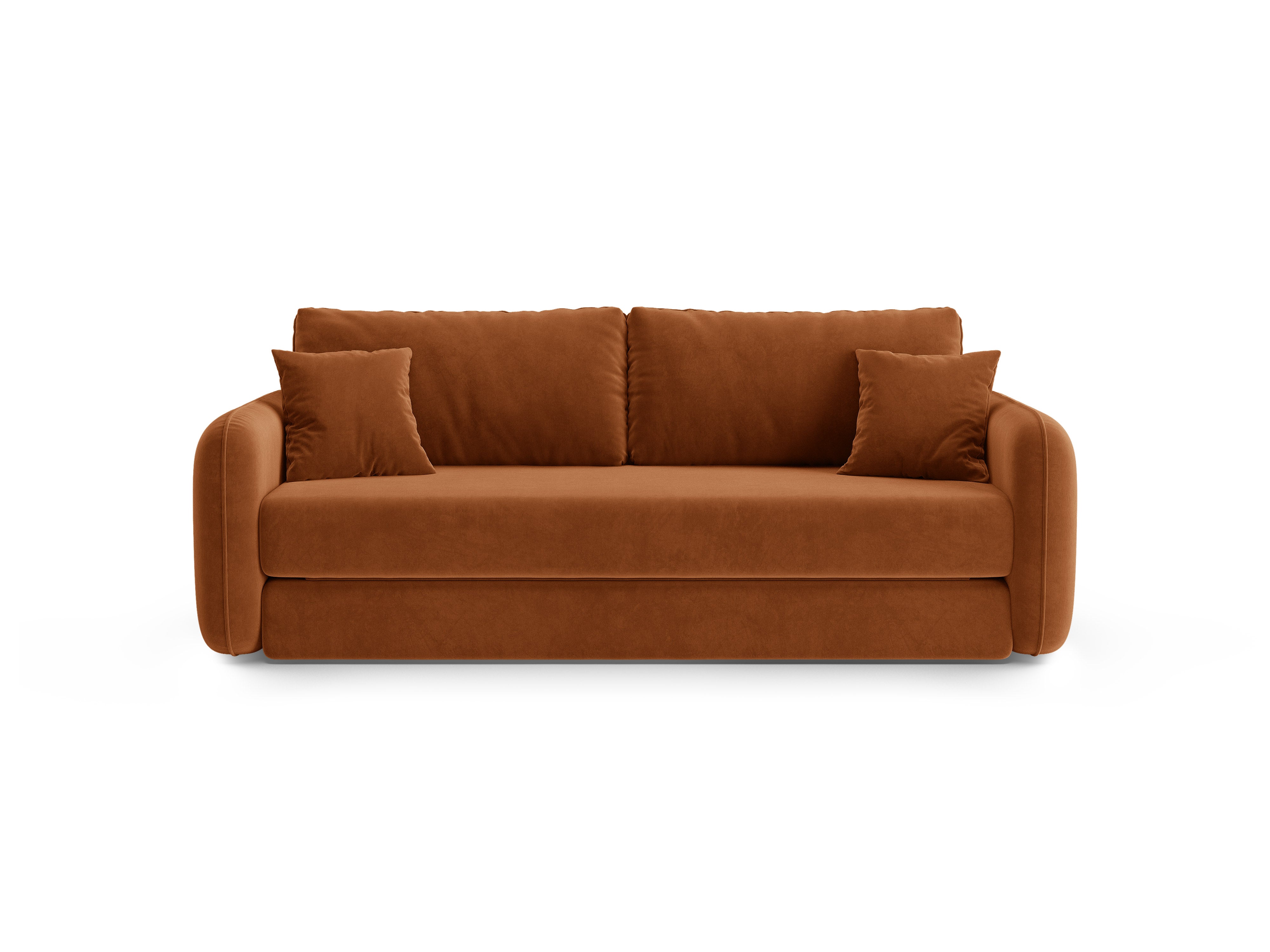 Velvet 3-Seater Sofa with Sleeping Function DORMI Terracotta