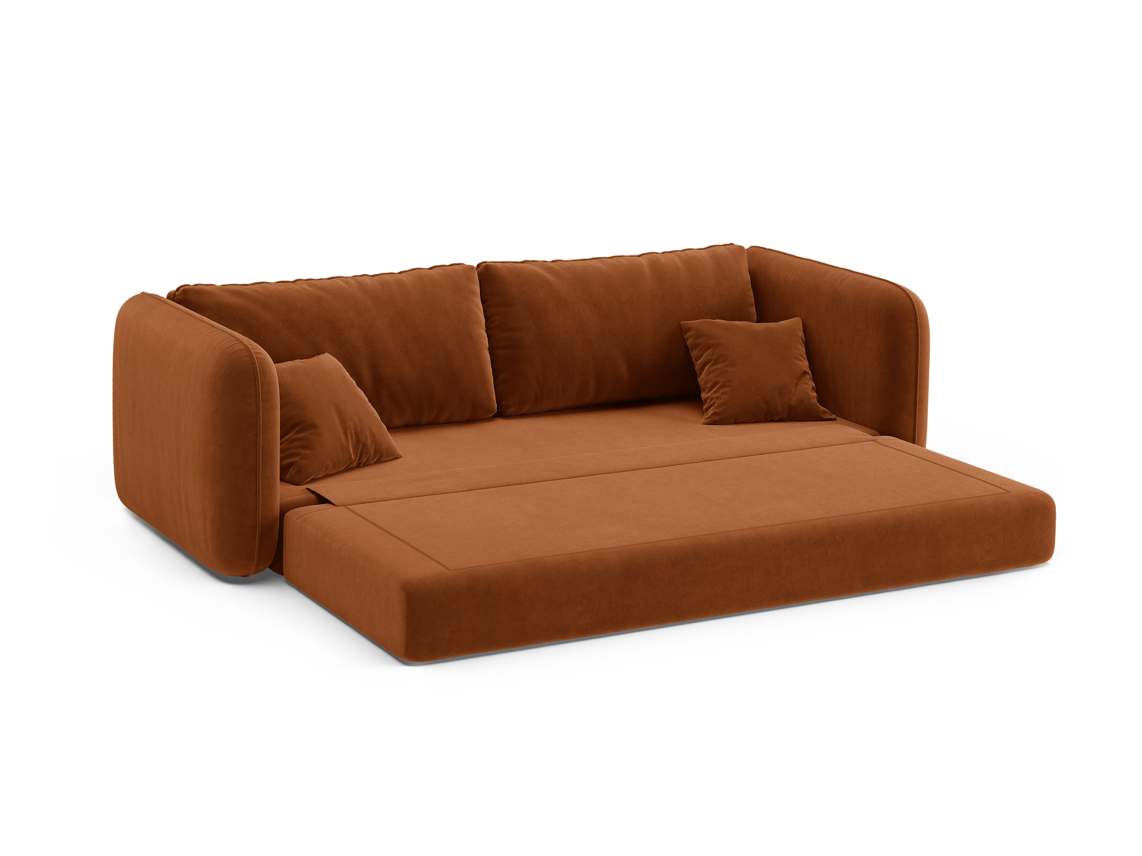 Velvet 3-Seater Sofa with Sleeping Function DORMI Terracotta