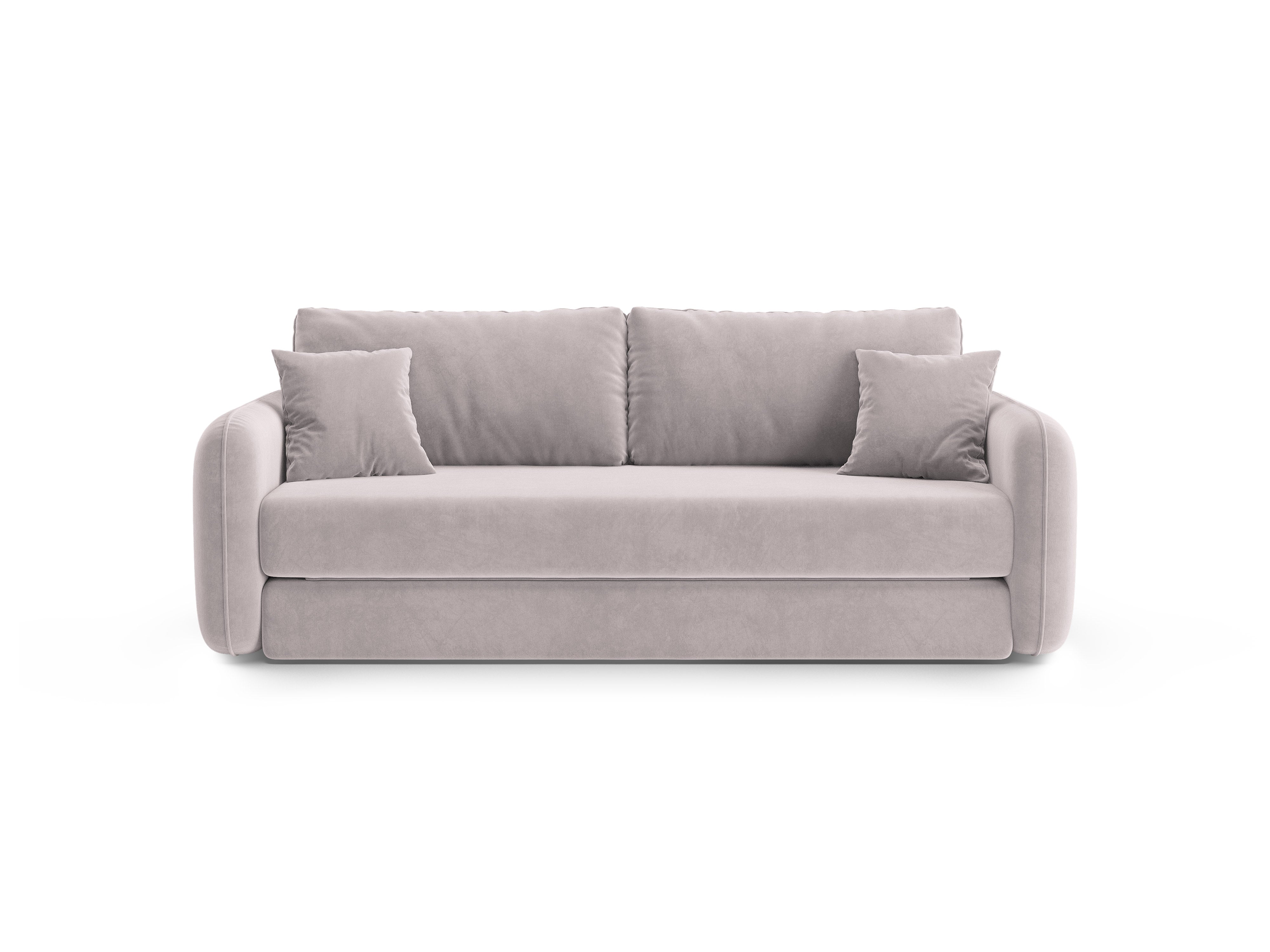 Sofa aksamitna 3-osobowa z funkcją spania DORMI jasny szary
