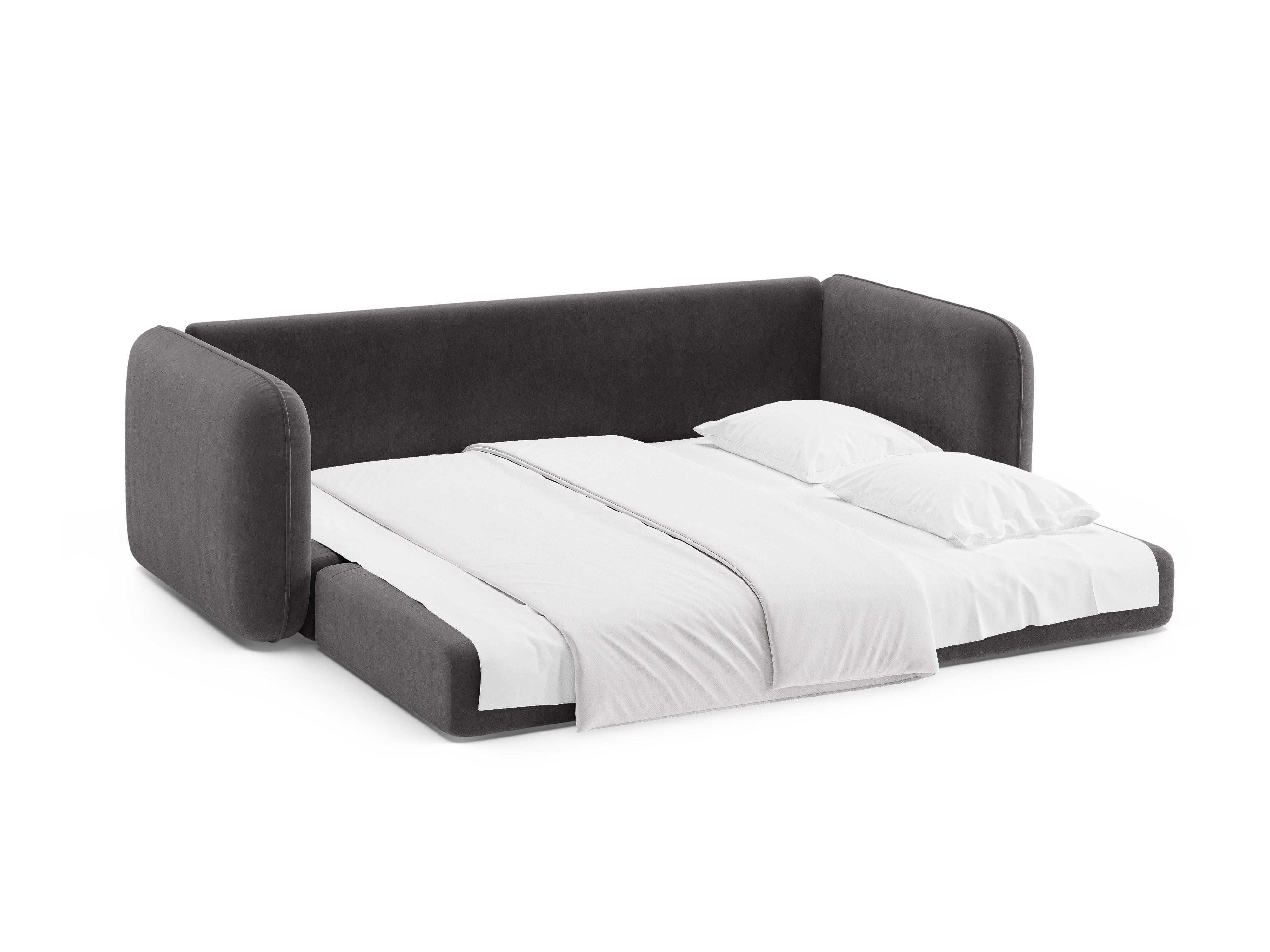Sofa aus Samt für 3 Personen mit Schlaf-Funktion DORMI dunkelgrau
