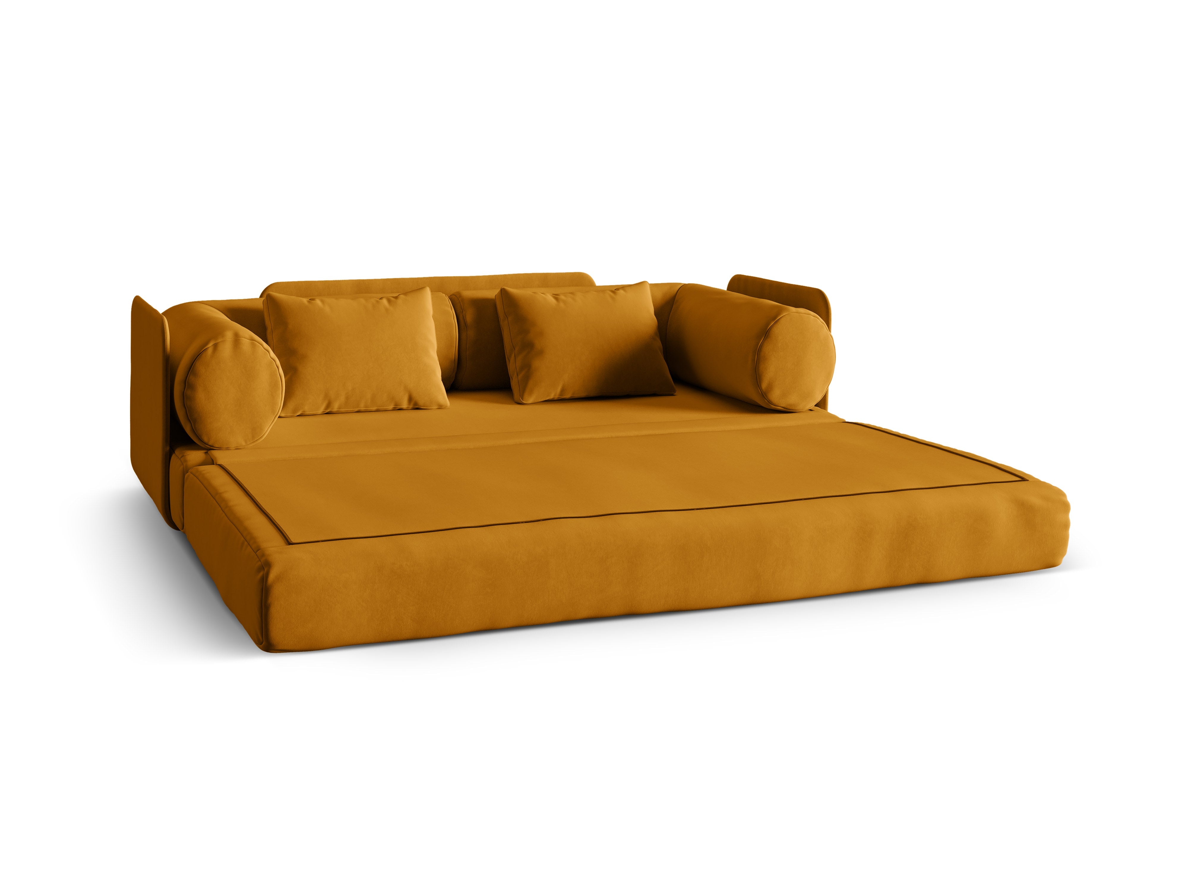 Dreamy Yellow Velvet 3-Seater Sofa with Sleeping Function