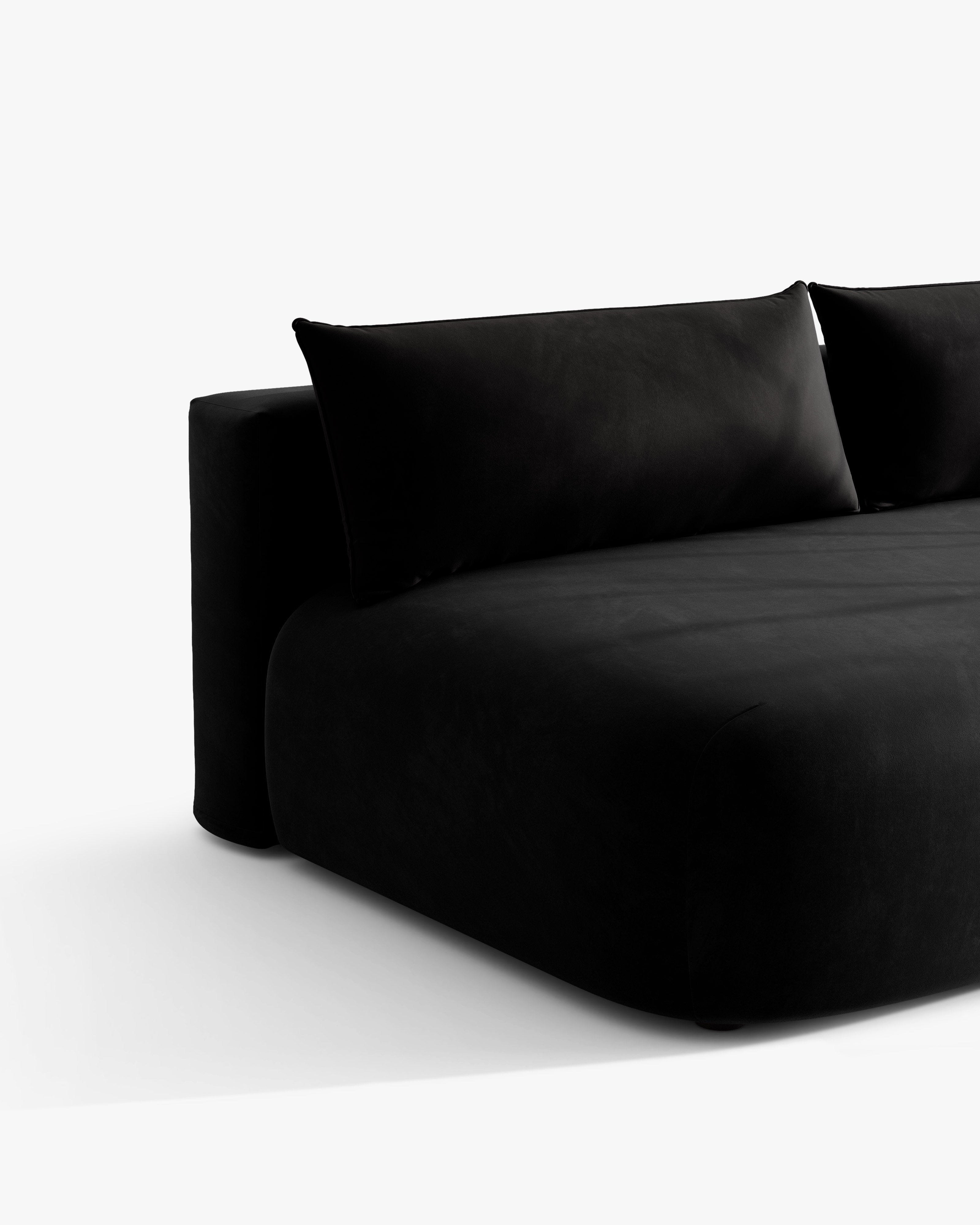 Sofa 3-osobowa aksamitna z funkcją spania HENA czarny