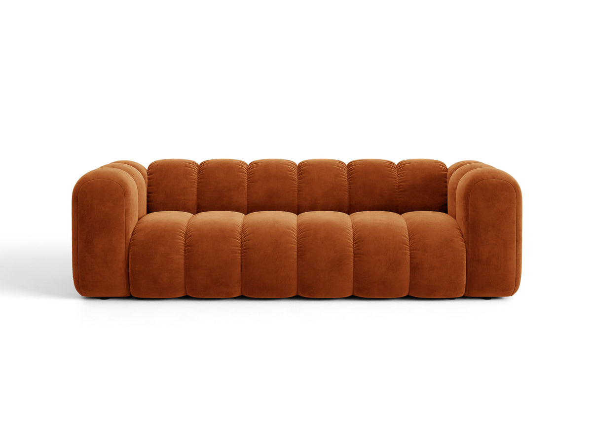 Sofa aksamitna 3-osobowa z funkcją spania LUPINE ceglany – Micadoni