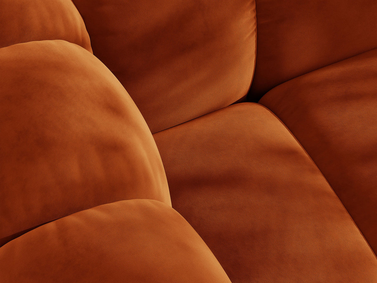 Sofa aksamitna 3-osobowa z funkcją spania LUPINE ceglany – ujęcie 6