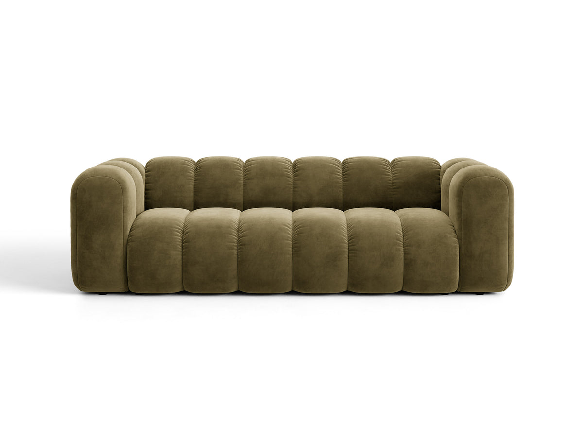 Sofa aksamitna 3-osobowa z funkcją spania LUPINE zielony – Micadoni
