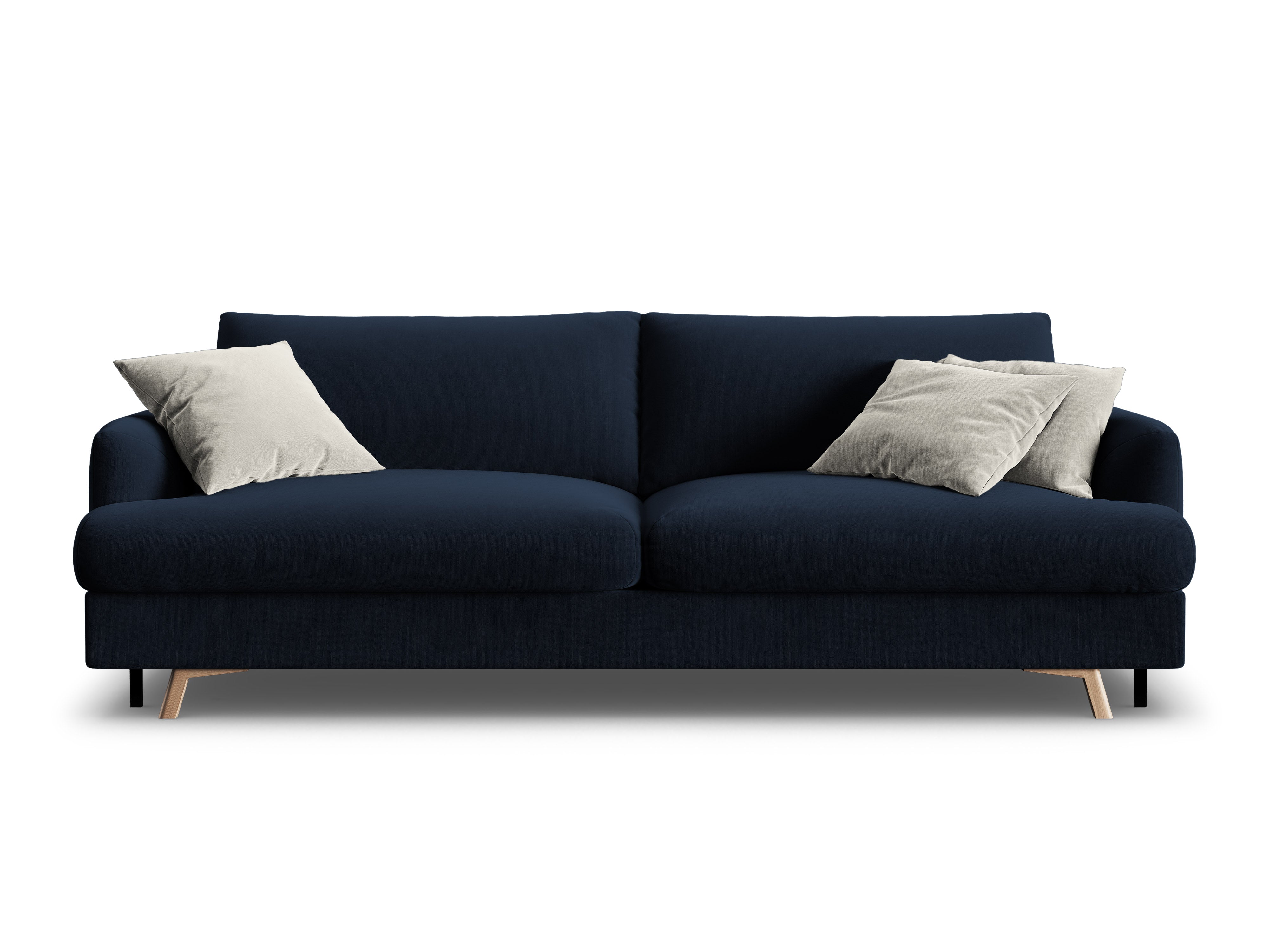 Sofa aksamitna 3-osobowa z funkcją spania NAOMI królewski niebieski