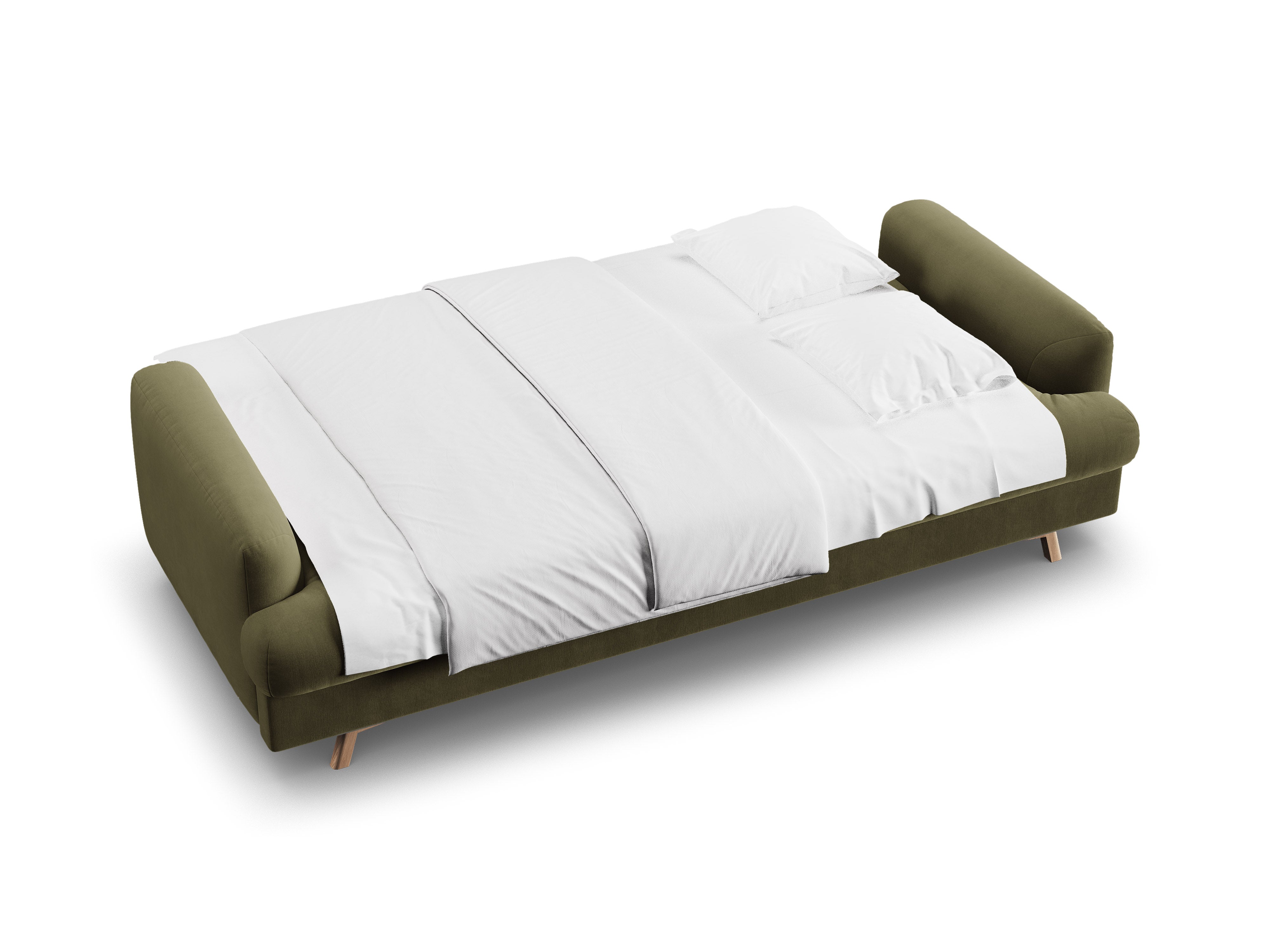 Velvet 3-Seater Sofa with Sleeping Function NAOMI Green