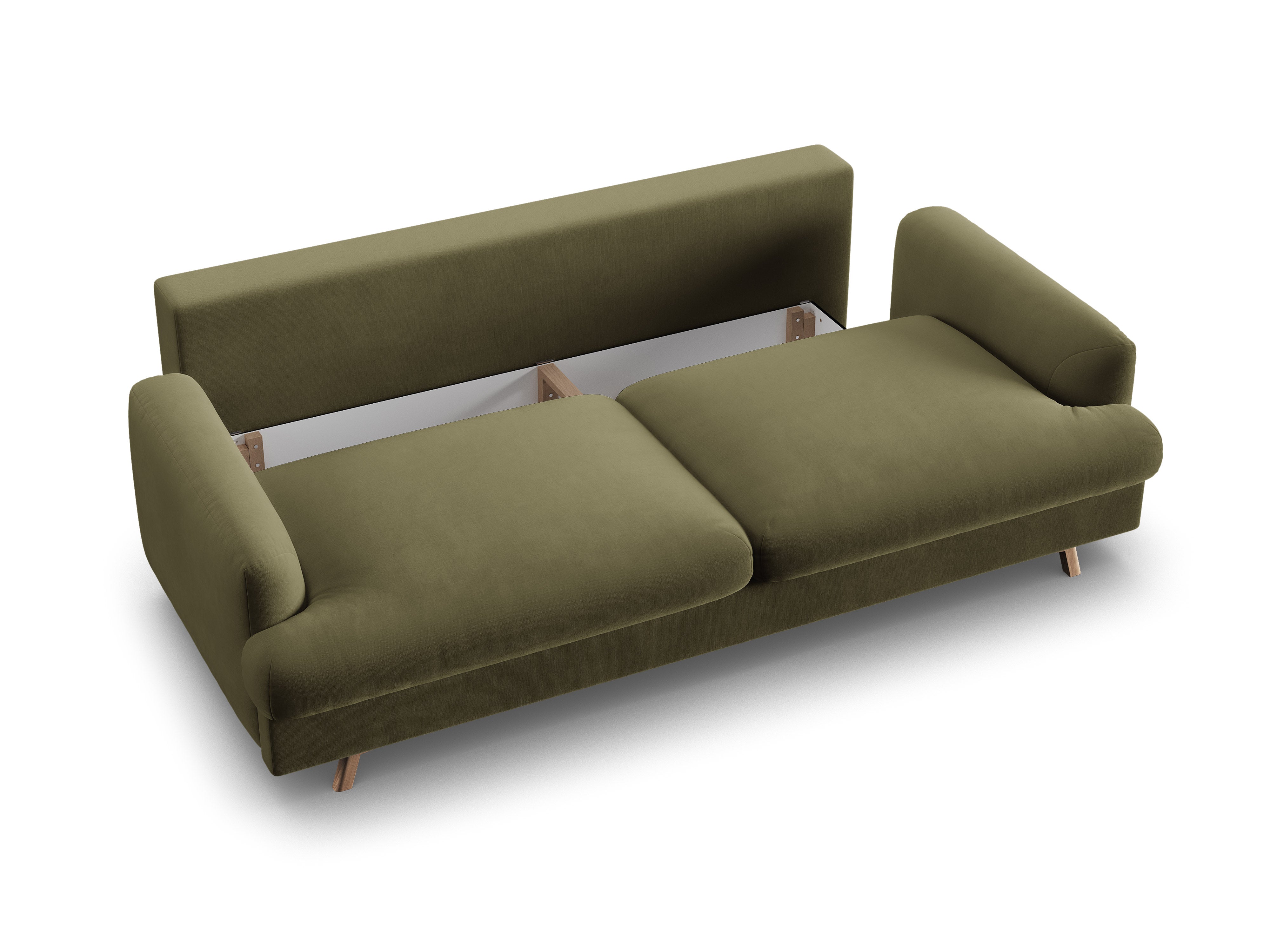 Velvet 3-Seater Sofa with Sleeping Function NAOMI Green