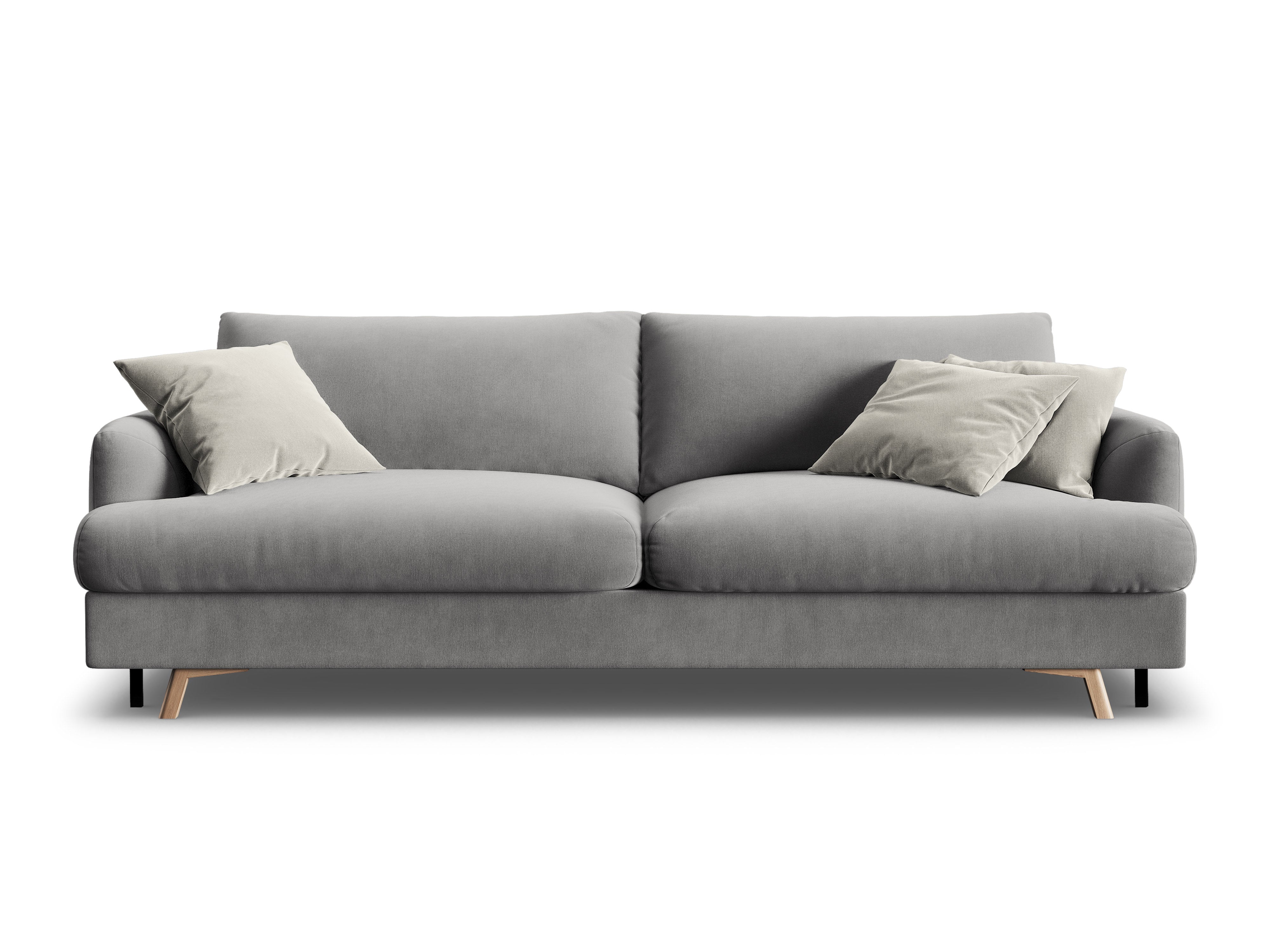 Sofa aksamitna 3-osobowa z funkcją spania NAOMI szary