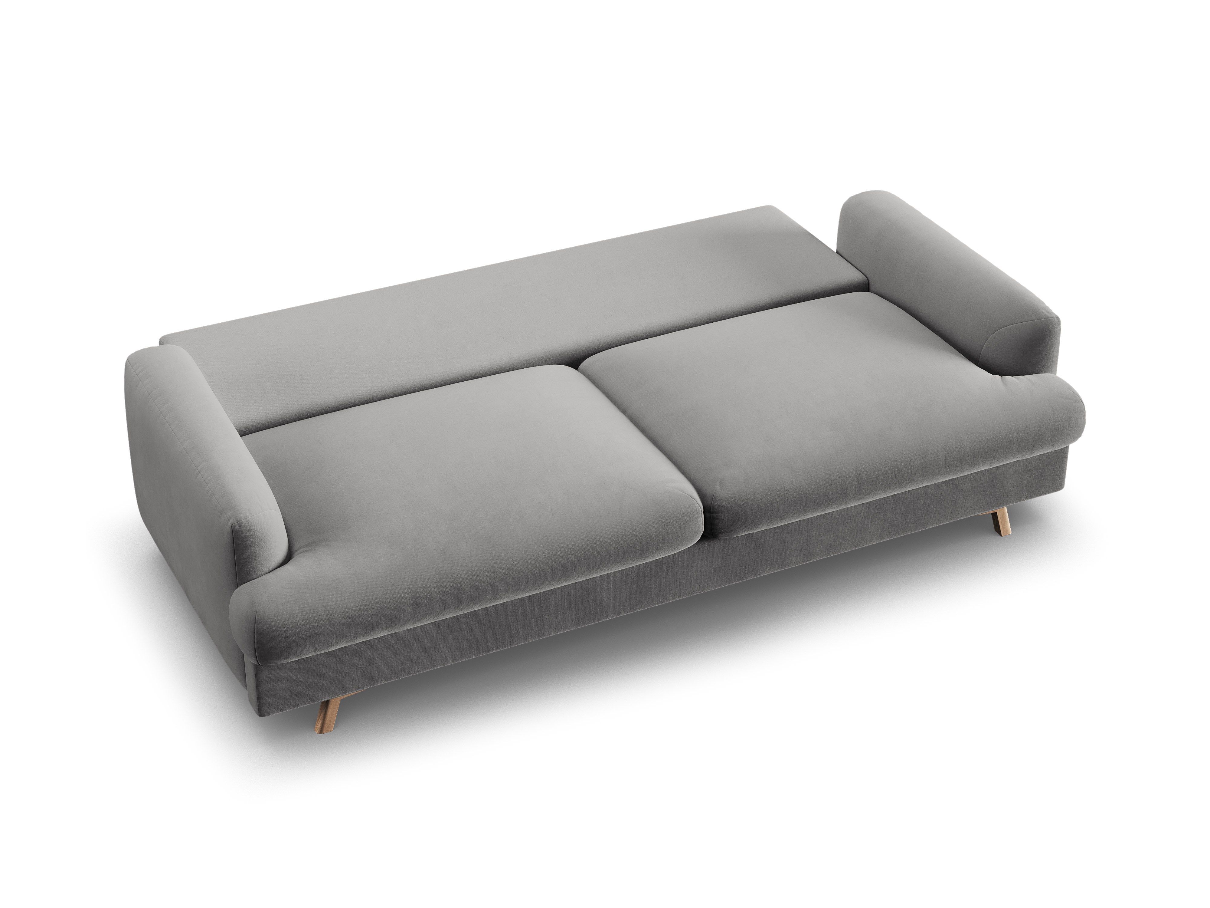 Sofa aksamitna 3-osobowa z funkcją spania NAOMI szary