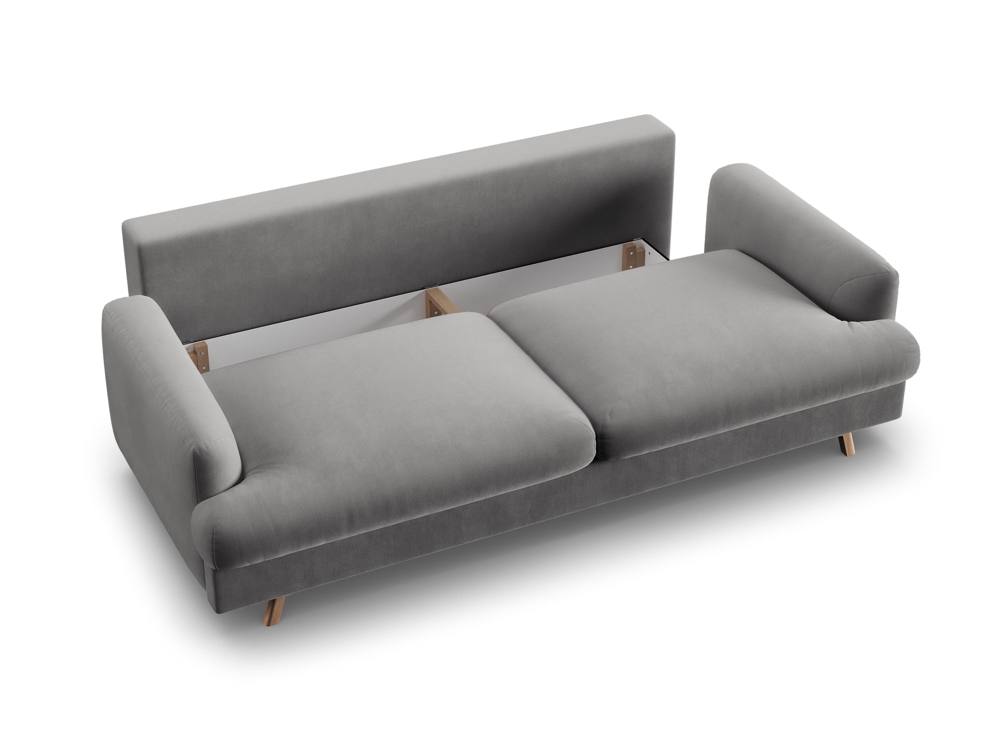 Sofa aksamitna 3-osobowa z funkcją spania NAOMI szary
