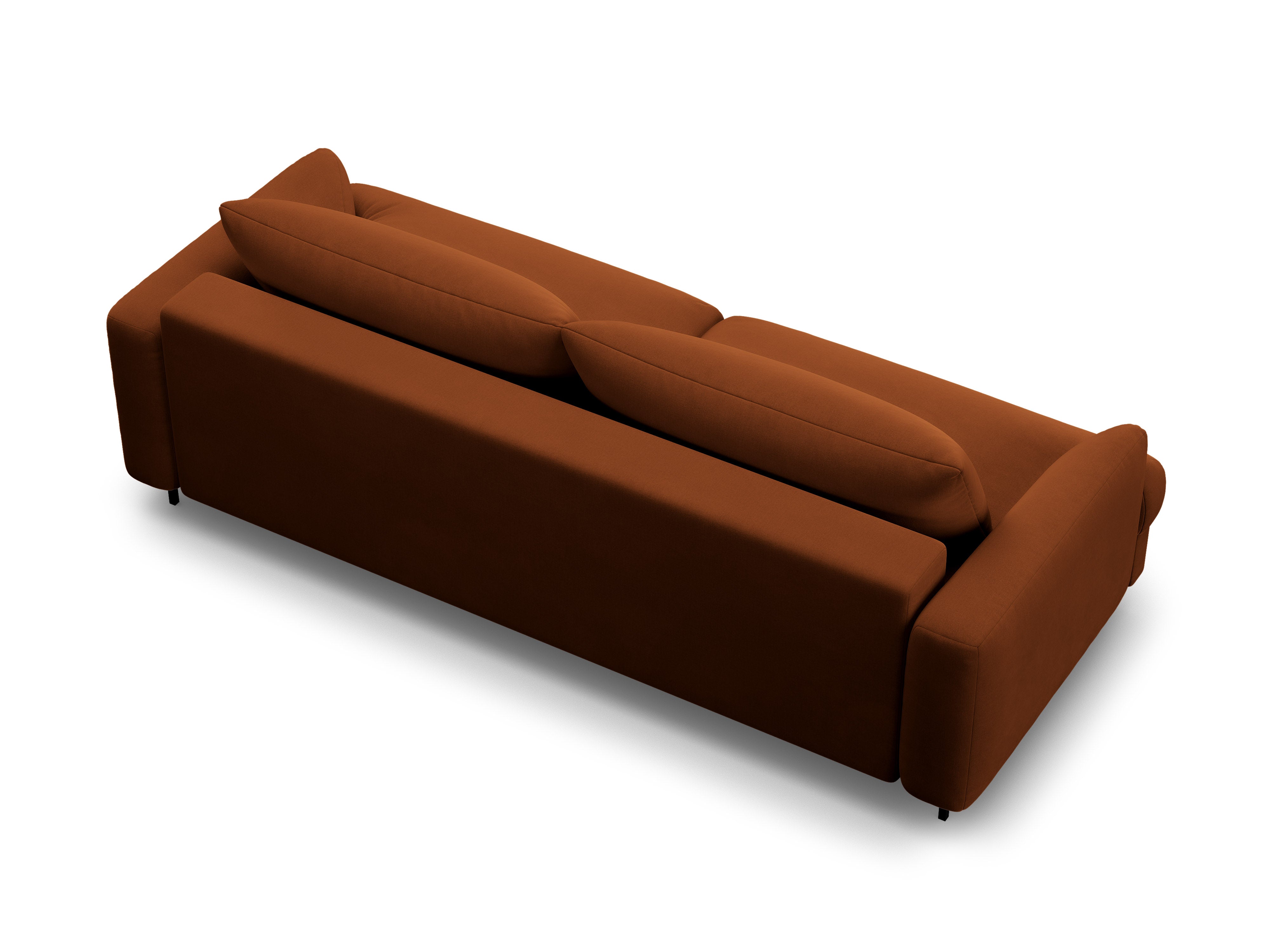 Sofa aksamitna 3-osobowa z funkcją spania NAOMI terakota