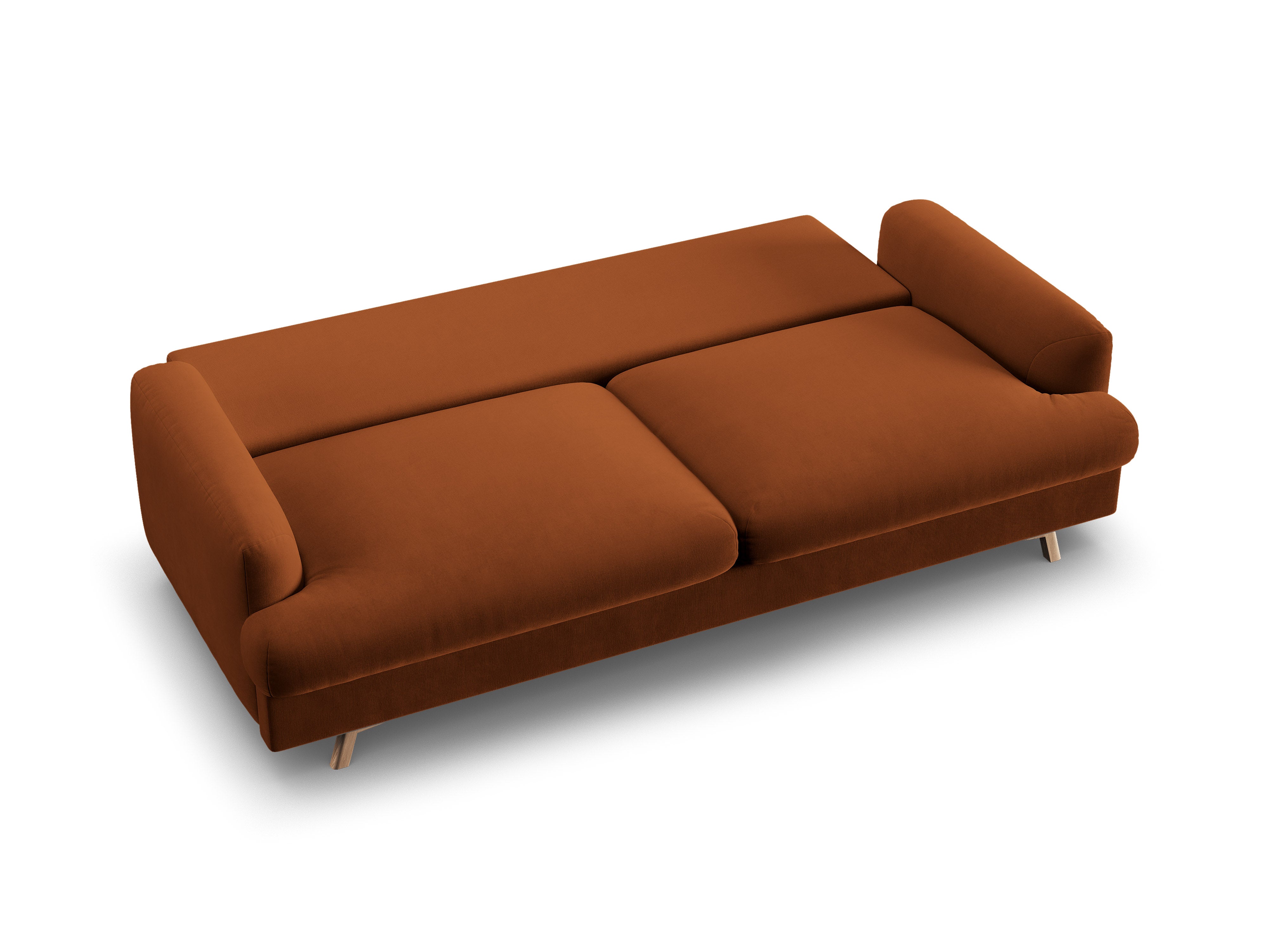 Sofa aksamitna 3-osobowa z funkcją spania NAOMI terakota