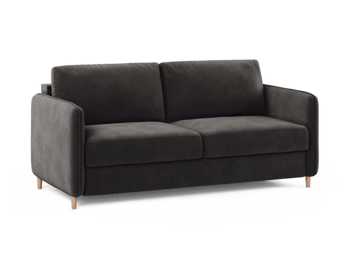 Sofa aksamitna 3-osobowa z funkcją spania SIMO ciemny szary – ujęcie 2