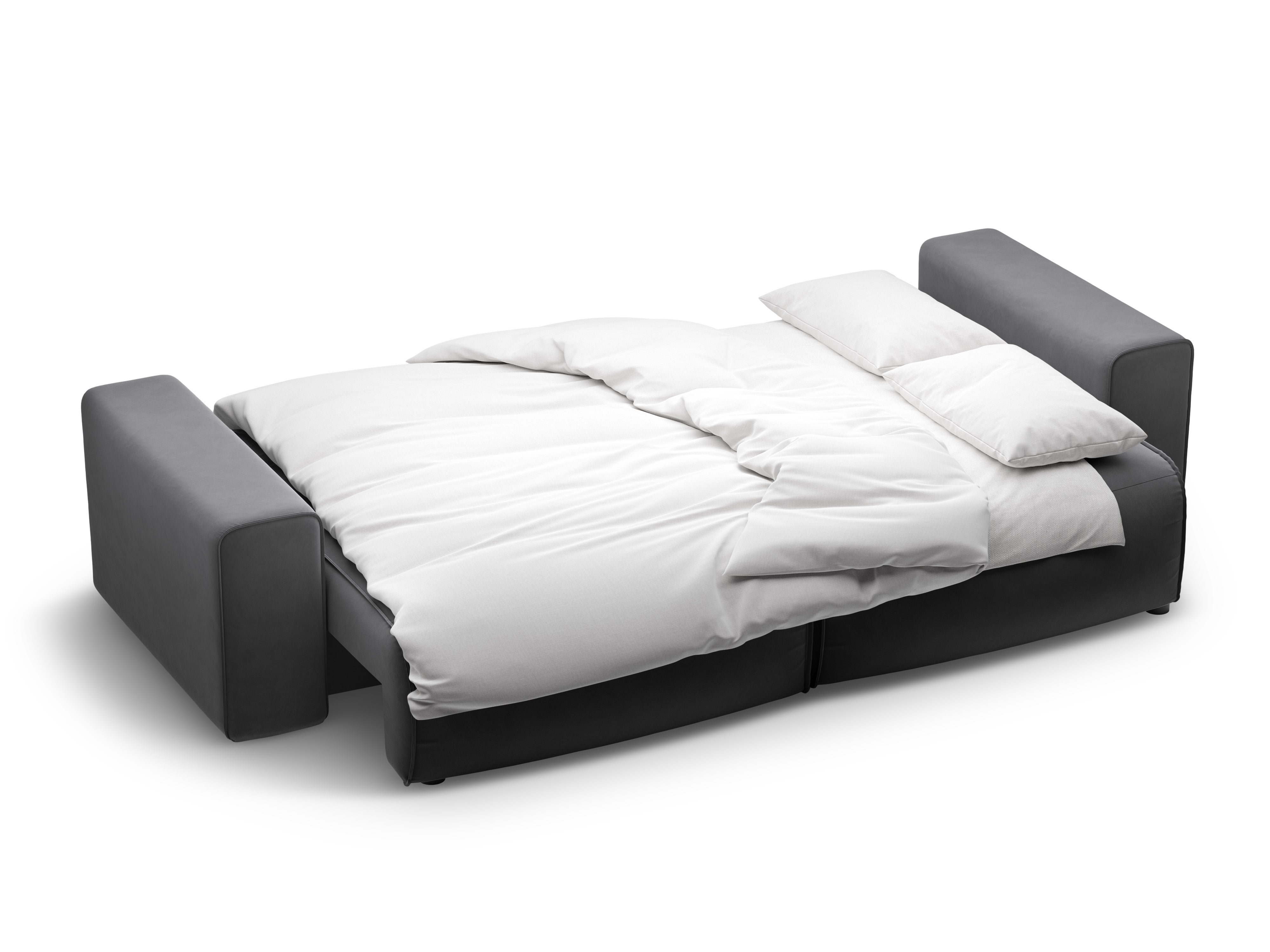 Sofa aksamitna 3-osobowa z funkcją spania VICTOR szary