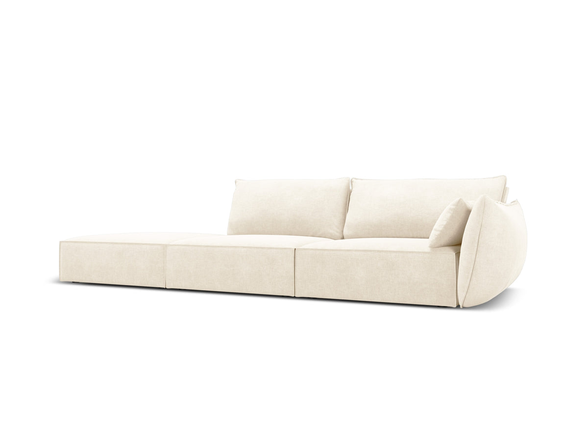 Sofa z otomaną lewostronną 4-osobowa KAELLE jasnobeżowy szenil Over The Horizon – ujęcie boczne
