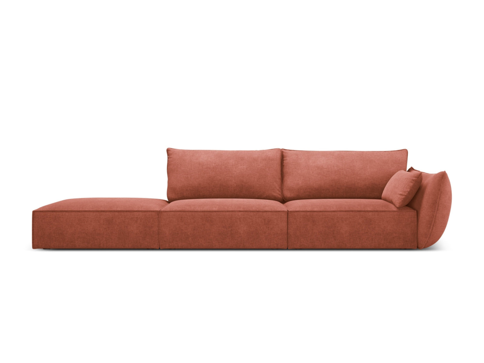 Sofa z otomaną lewostronną 4-osobowa KAELLE terakota szenil Over The Horizon – Micadoni