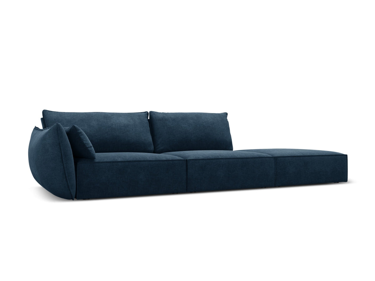 Sofa z otomaną prawostronną 4-osobowa KAELLE kobaltowy szenil Over The Horizon – ujęcie boczne