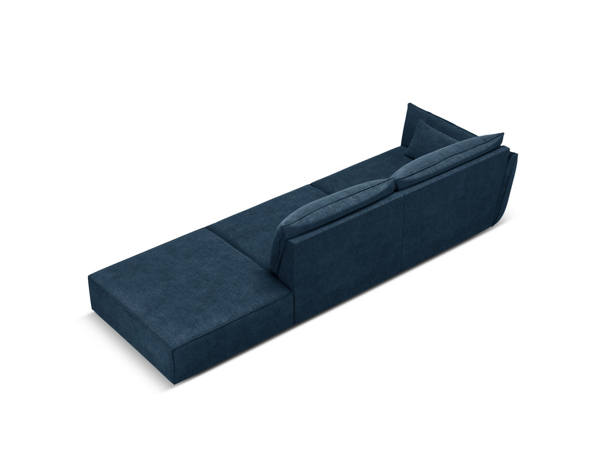 Sofa z otomaną prawostronną 4-osobowa KAELLE kobaltowy szenil Over The Horizon – ujęcie tylne