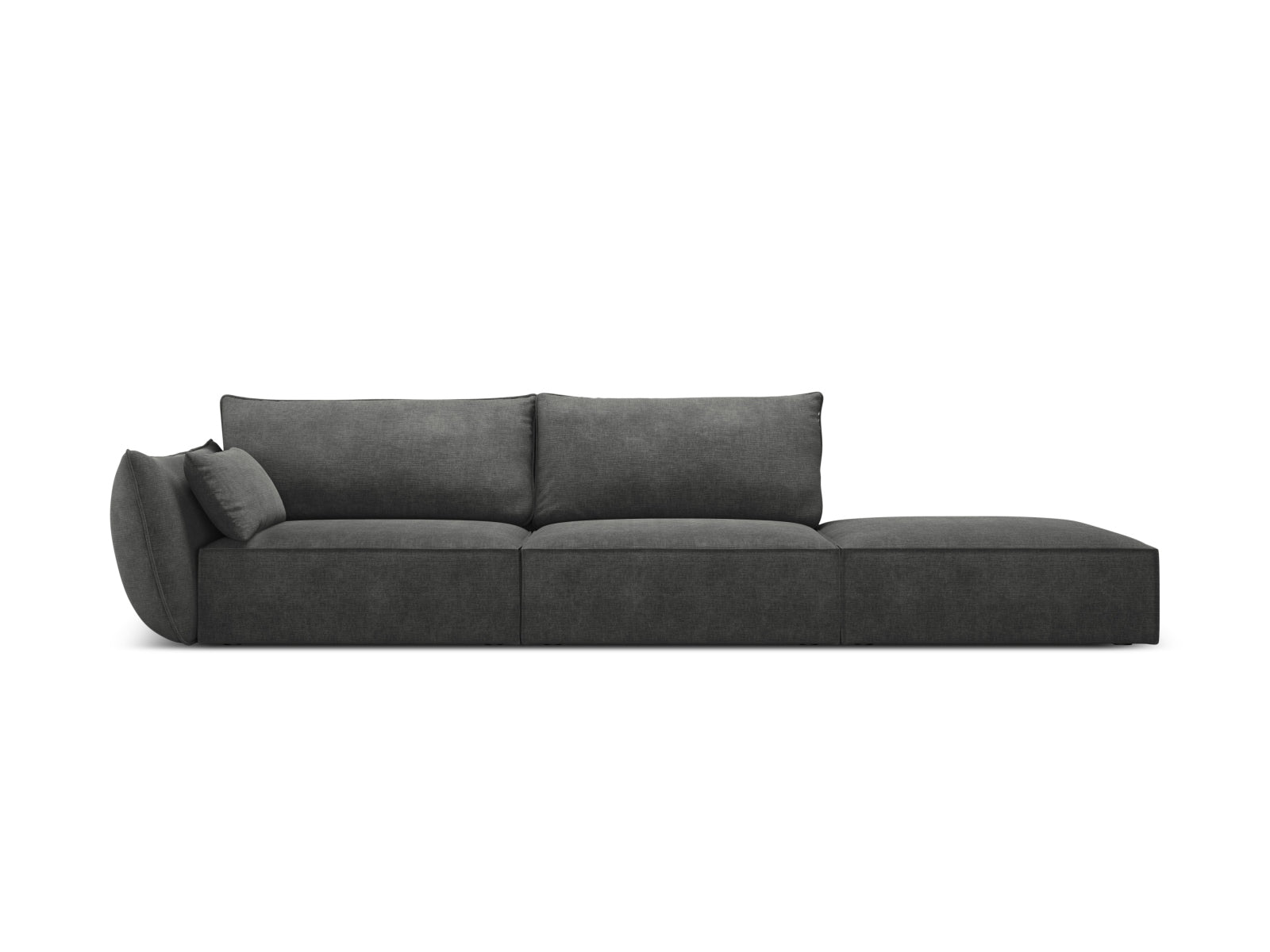 Sofa z otomaną prawostronną 4-osobowa KAELLE grafitowy szenil Over The Horizon – Micadoni