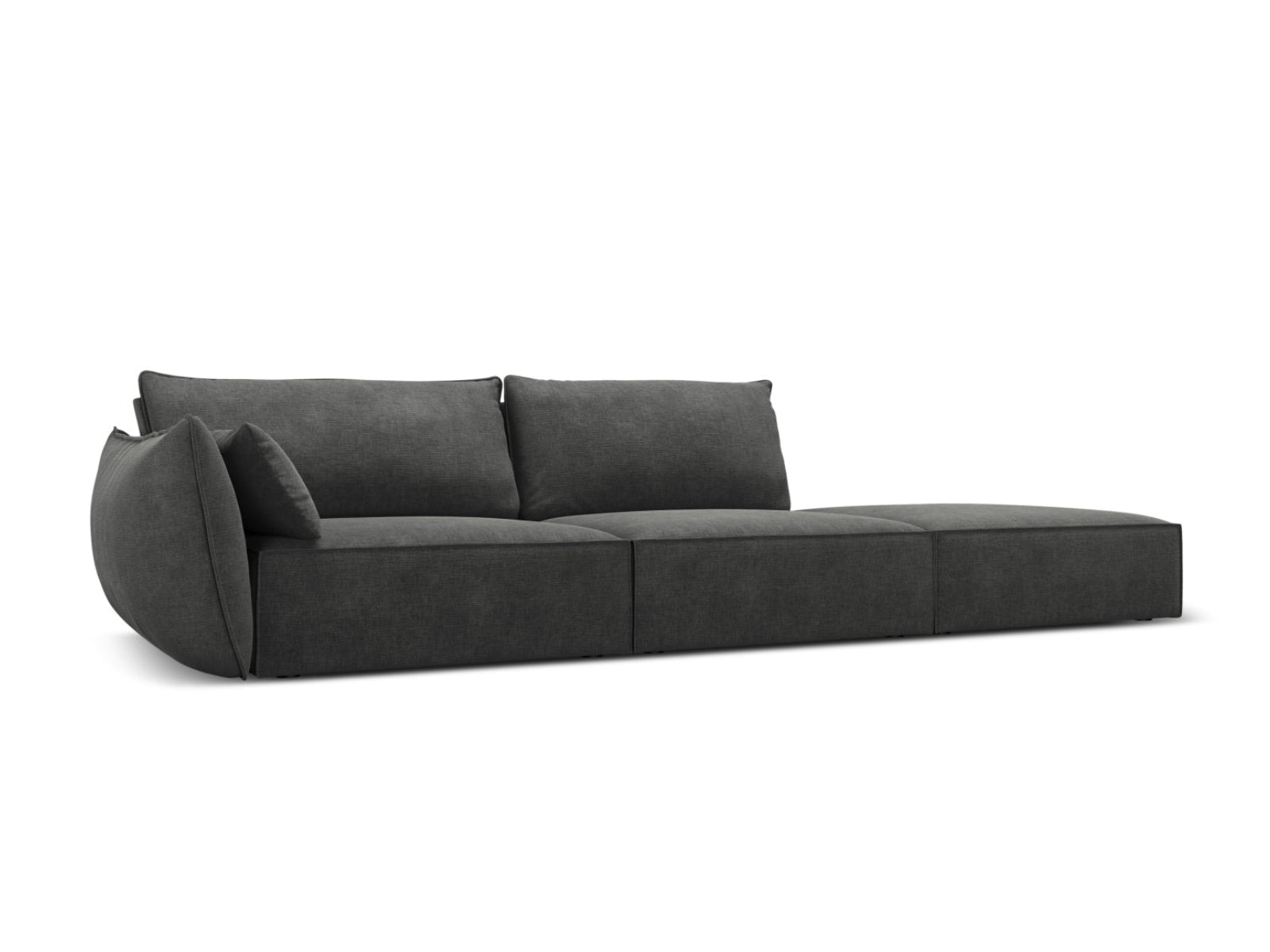 Sofa z otomaną prawostronną 4-osobowa KAELLE grafitowy szenil Over The Horizon – ujęcie boczne