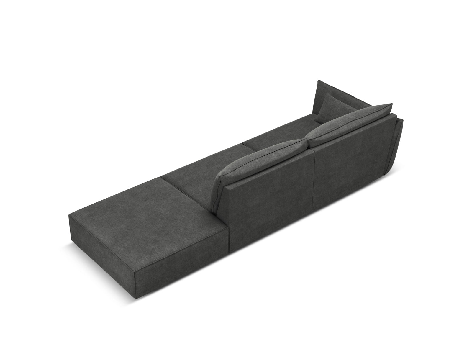 Sofa z otomaną prawostronną 4-osobowa KAELLE grafitowy szenil Over The Horizon – ujęcie tylne