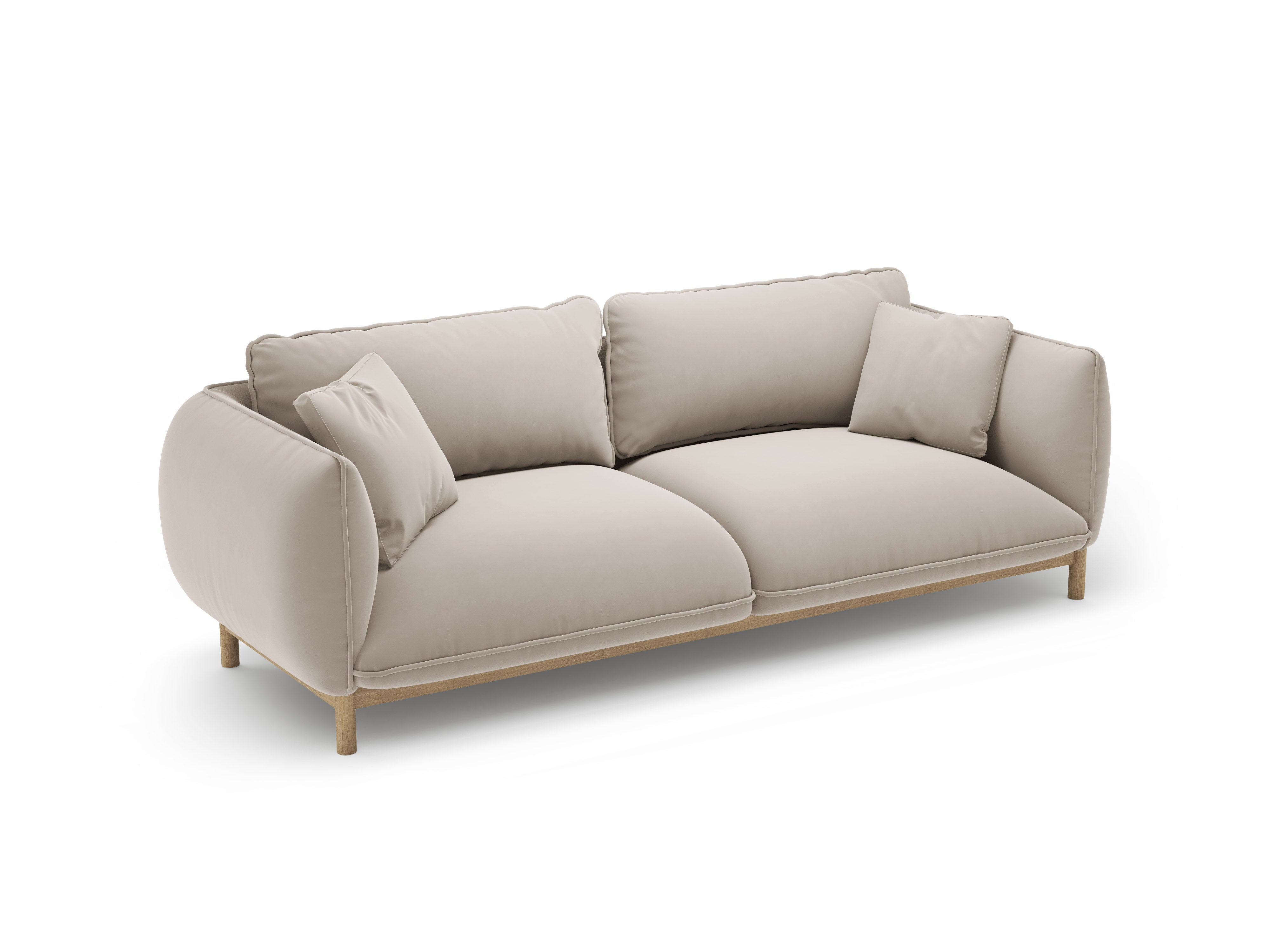 ADA Light Beige Velvet 3-Seater Sofa