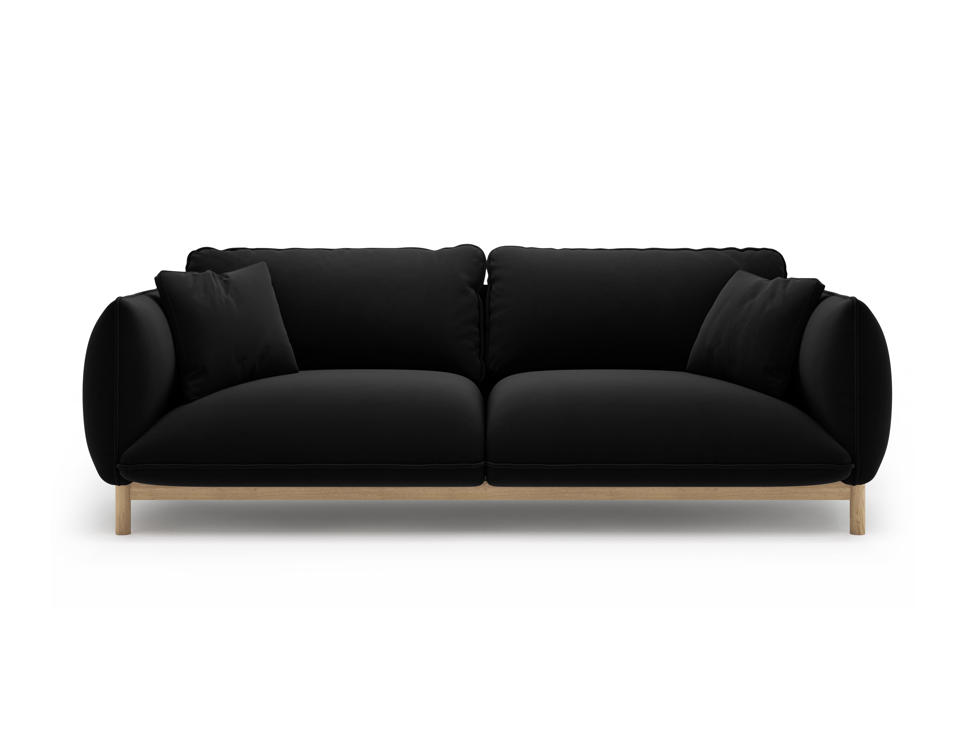 ADA black velvet 3-seater sofa