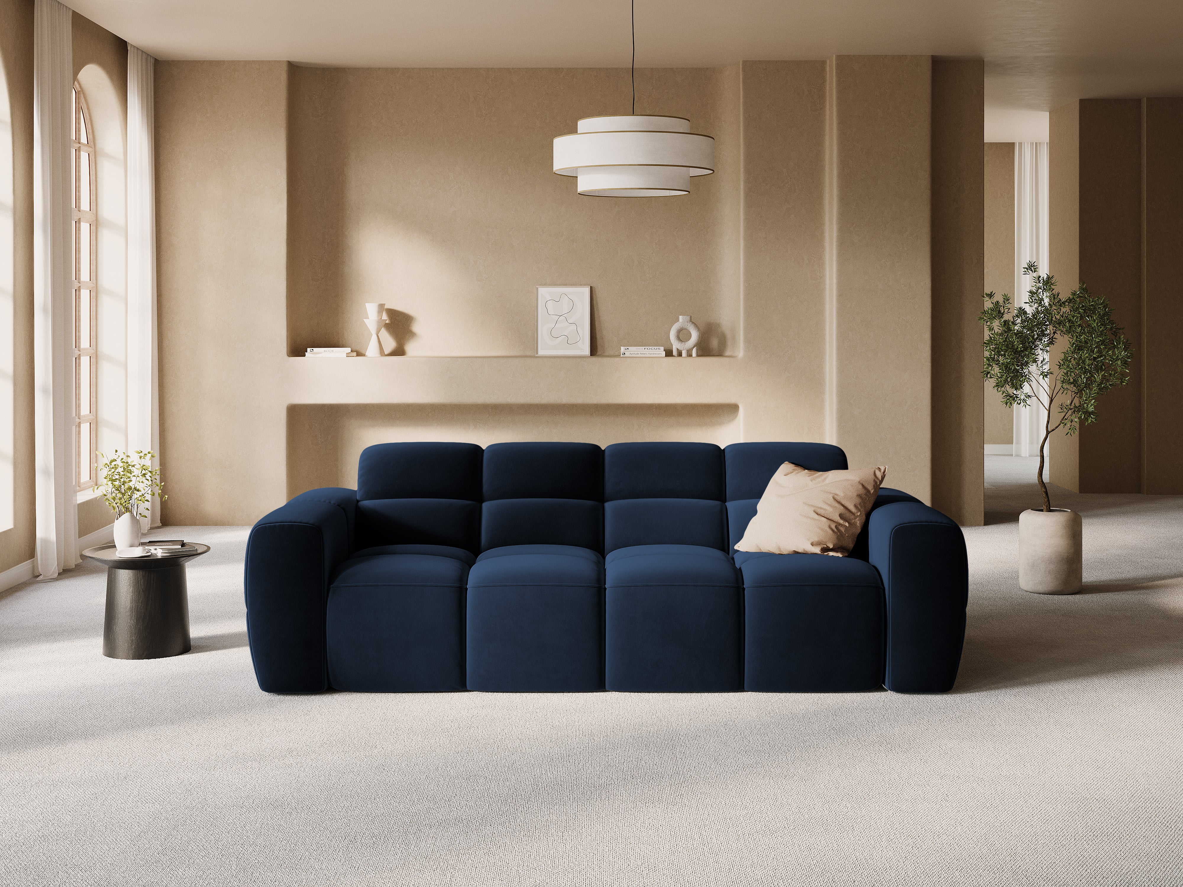 Sofa aksamitna 3-osobowa LISA granat królewski