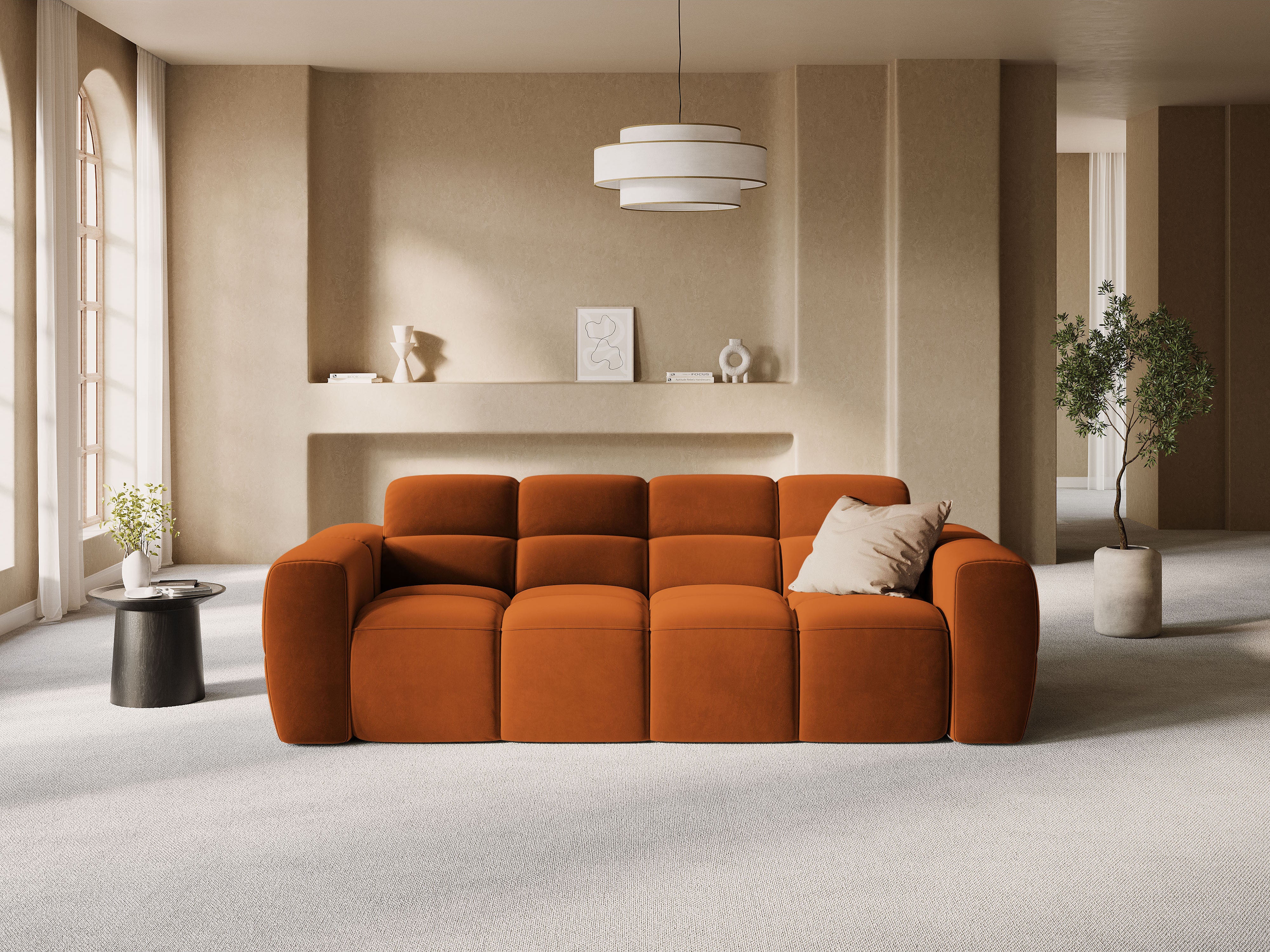 Sofa aksamitna 3-osobowa LISA terracotta