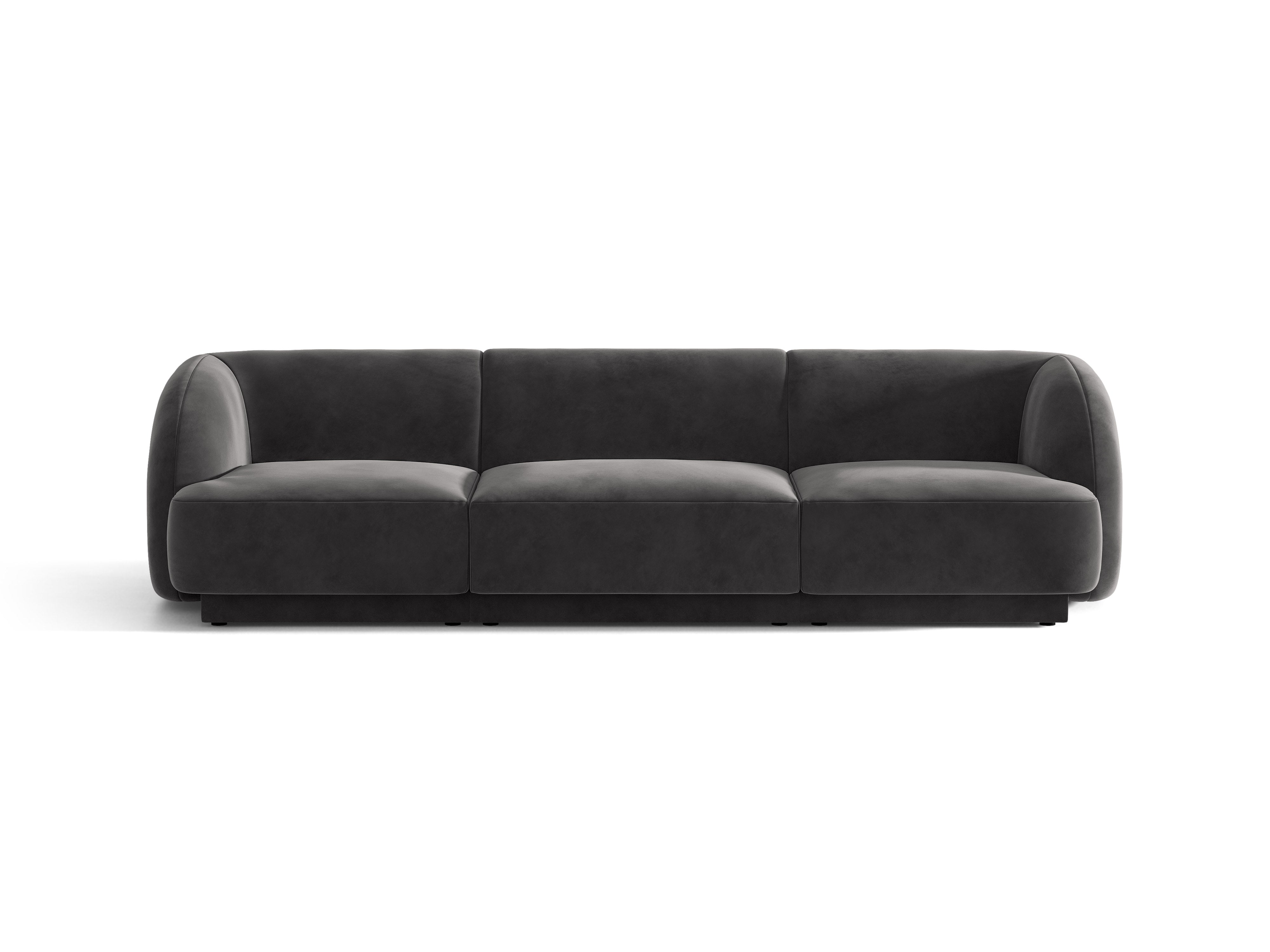 Sofa aksamitna 3-osobowa MILEY ciemnoszary