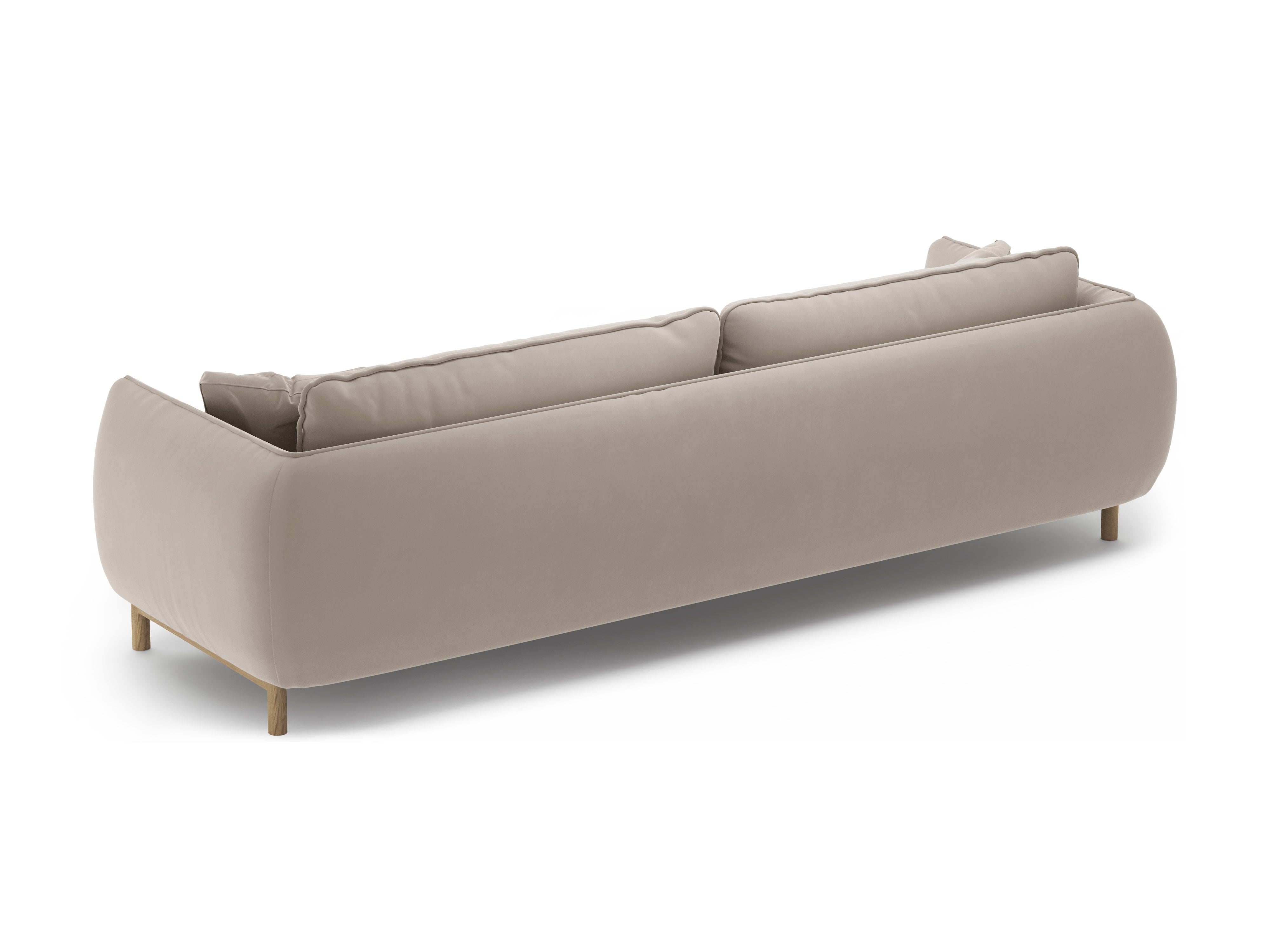 ADA Light Beige 4-Seater Velvet Sofa