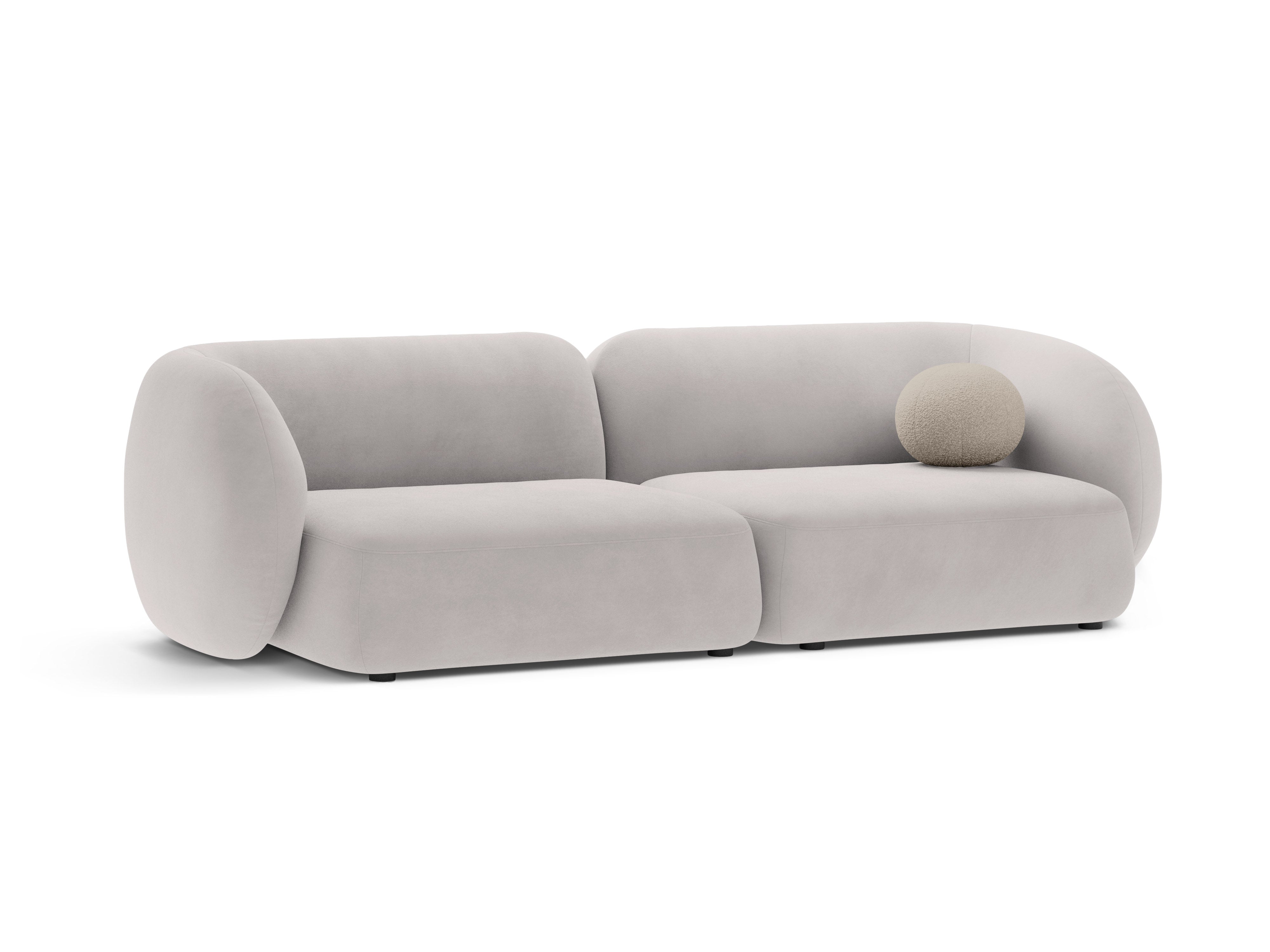 Sofa für 4 Personen aus Samt KATE hellgrau