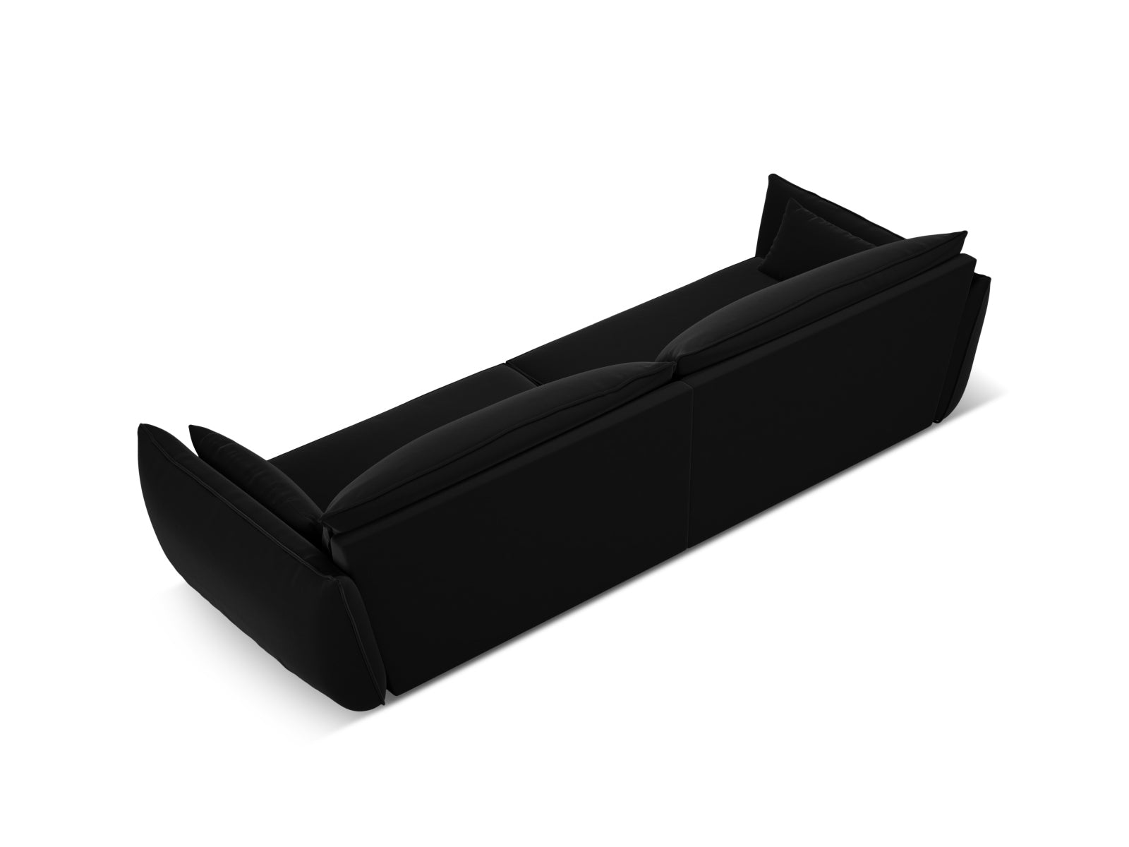 Sofa aksamitna 4-osobowa KAELLE czarny – ujęcie tylne