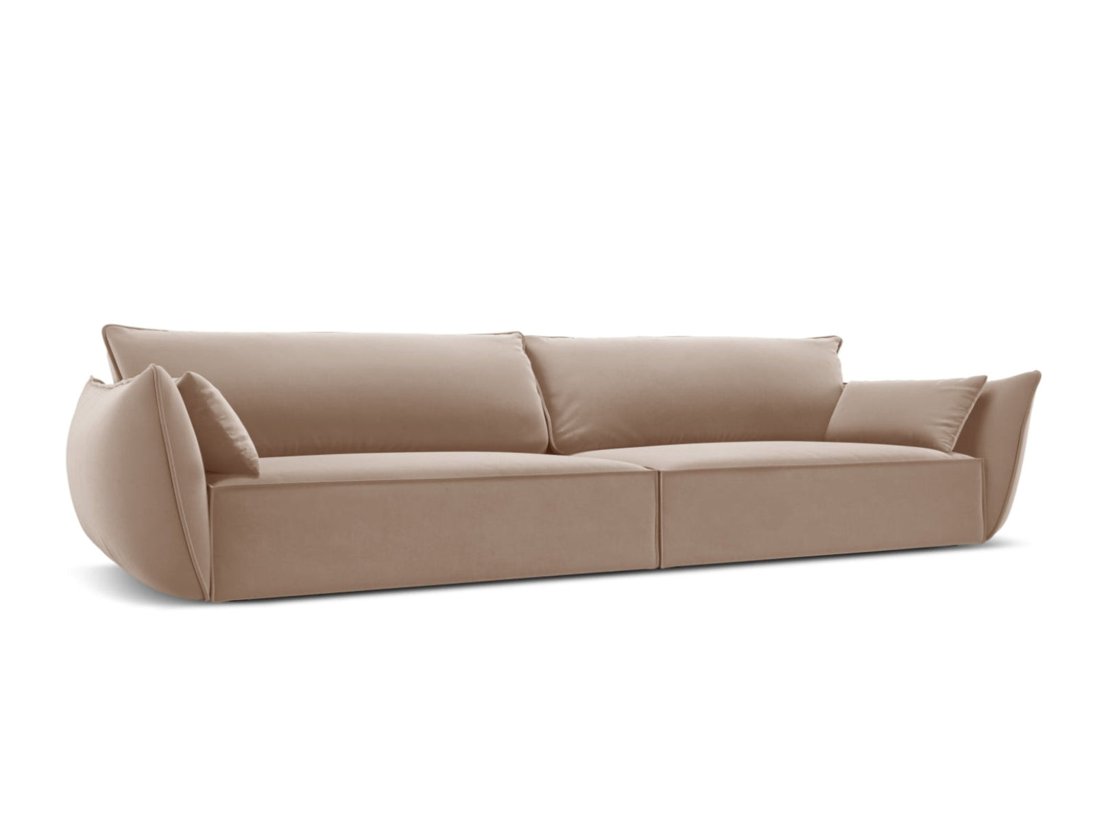 Sofa aksamitna 4-osobowa KAELLE beżowy – ujęcie boczne