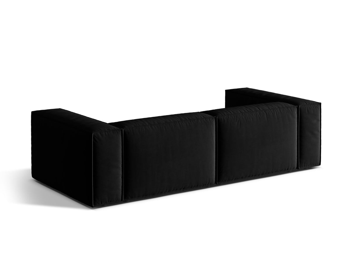 Sofa aksamitna 4-osobowa NURIA czarny – ujęcie tylne