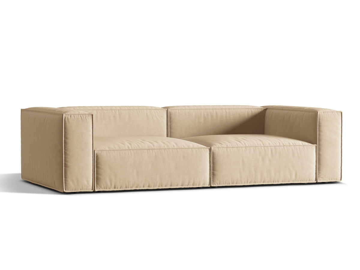 Sofa aksamitna 5-osobowa NURIA nude – ujęcie boczne