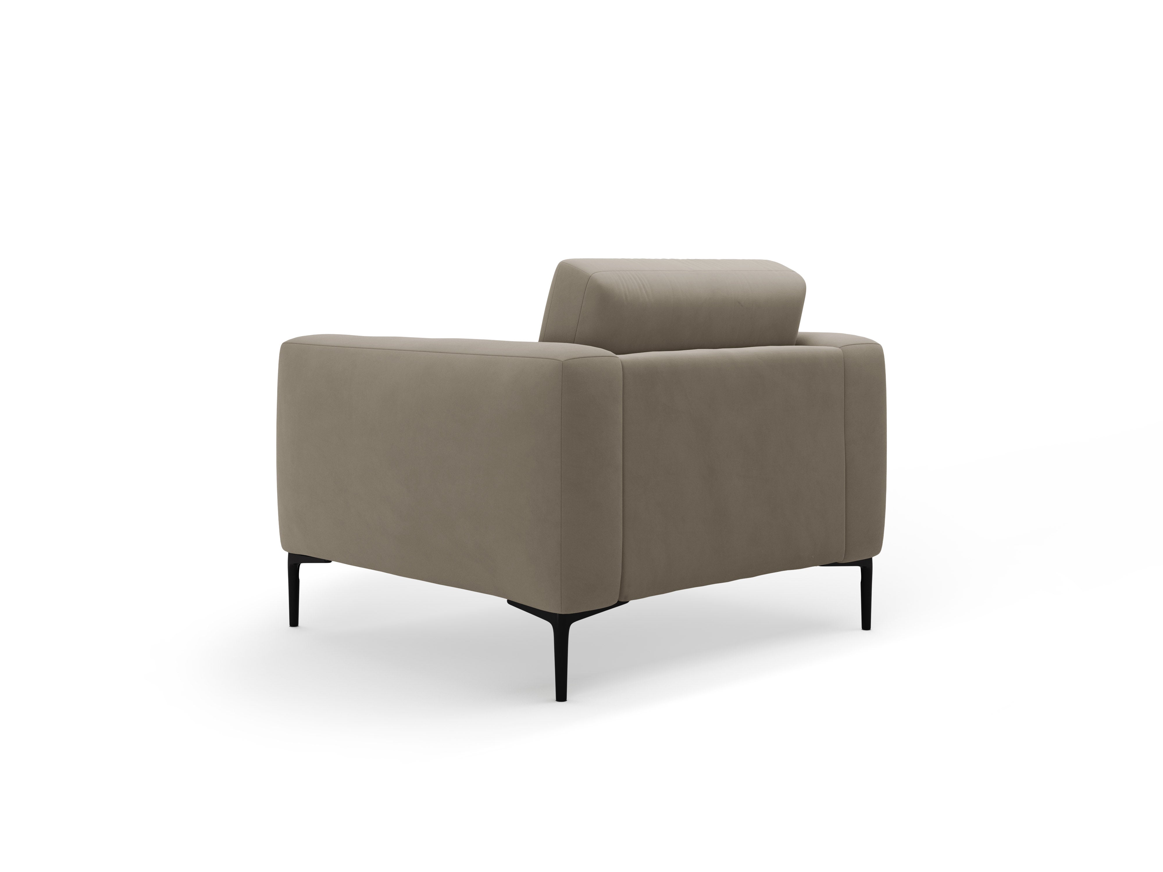 BEMY velvet armchair in gray-brown