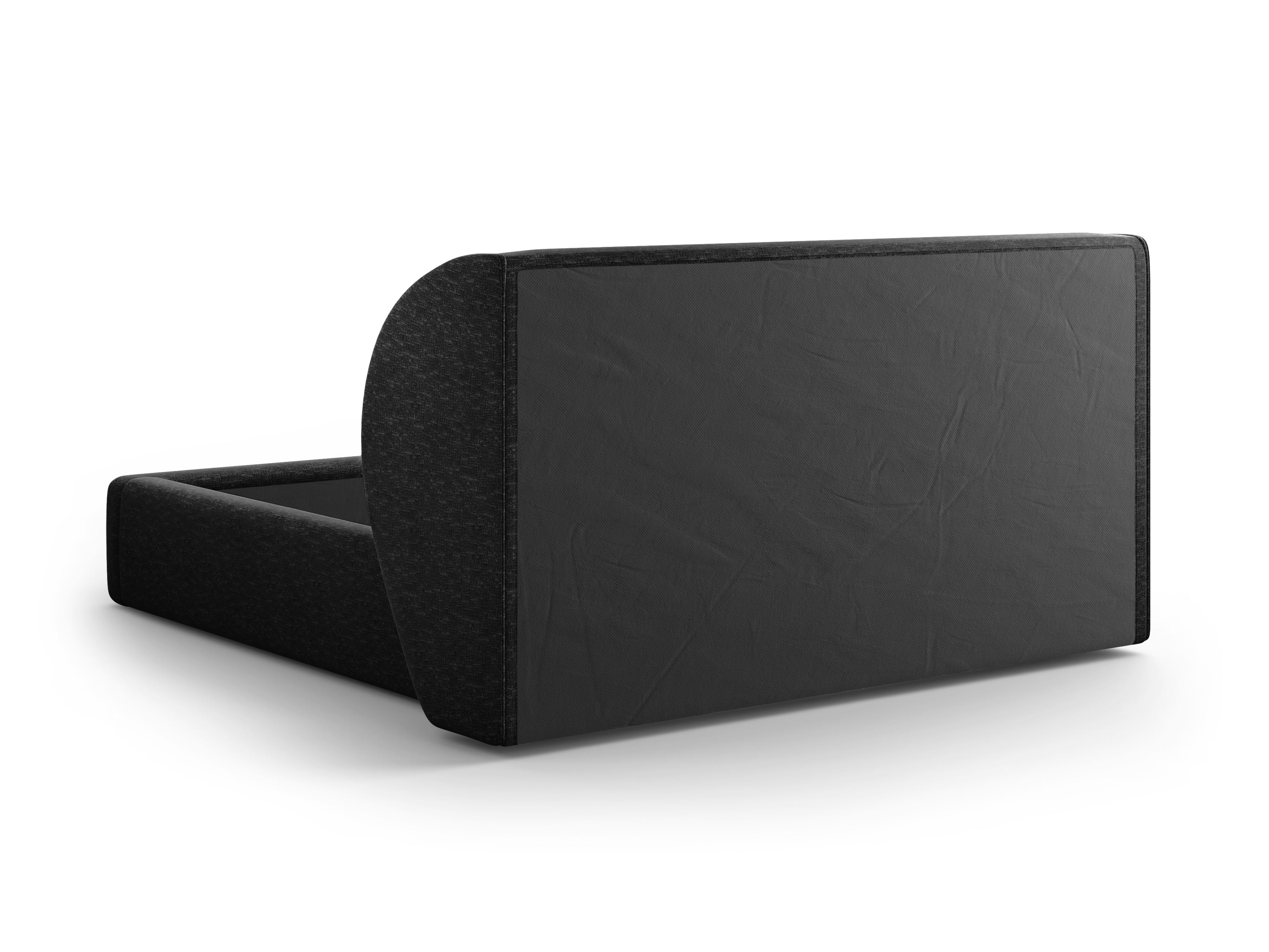 Łóżko w tkaninie szenilowej z pojemnikiem na pościel MILEY czarny Micadoni    Eye on Design