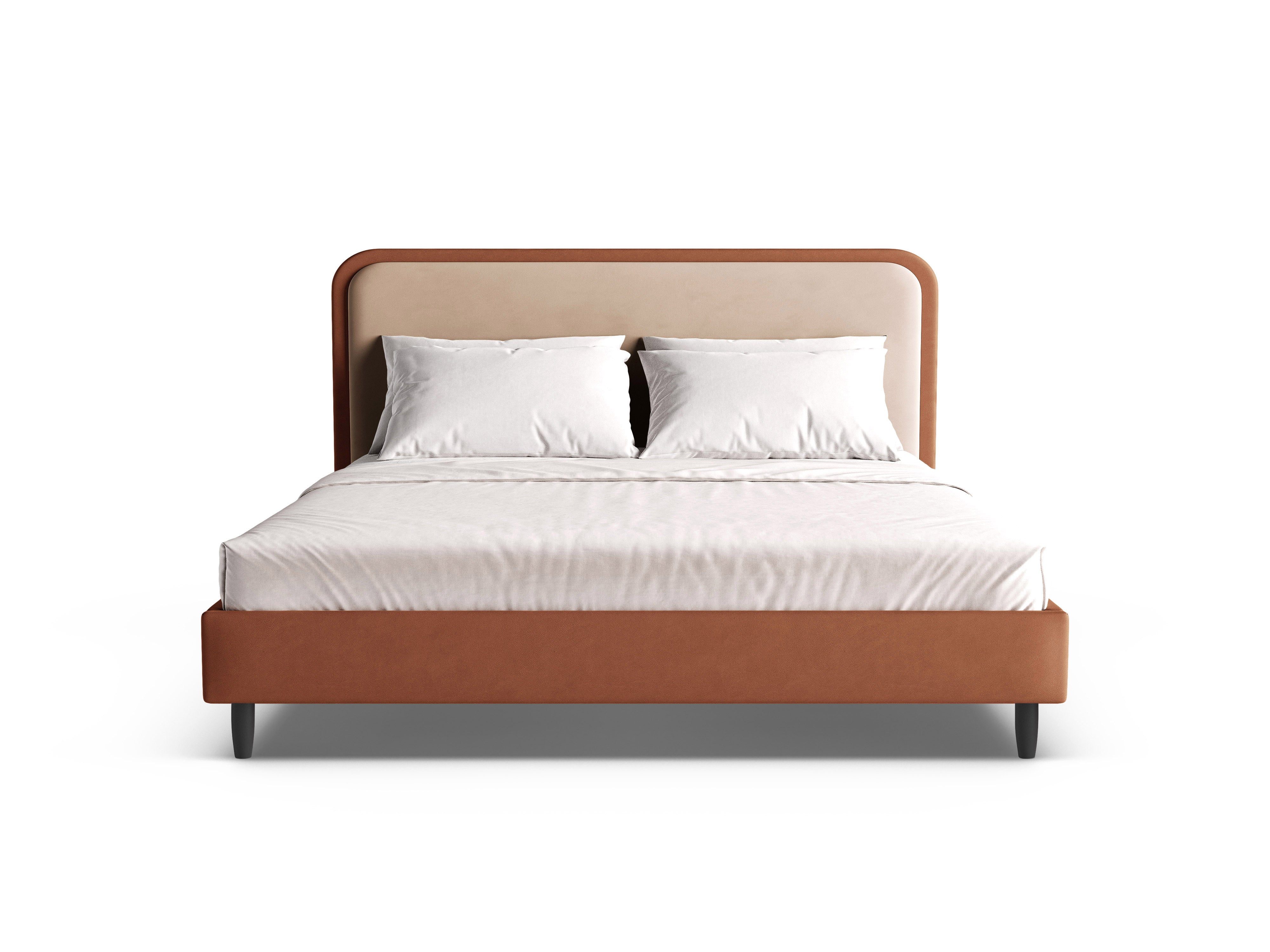 Aveline Velvet Bed Almond Beige