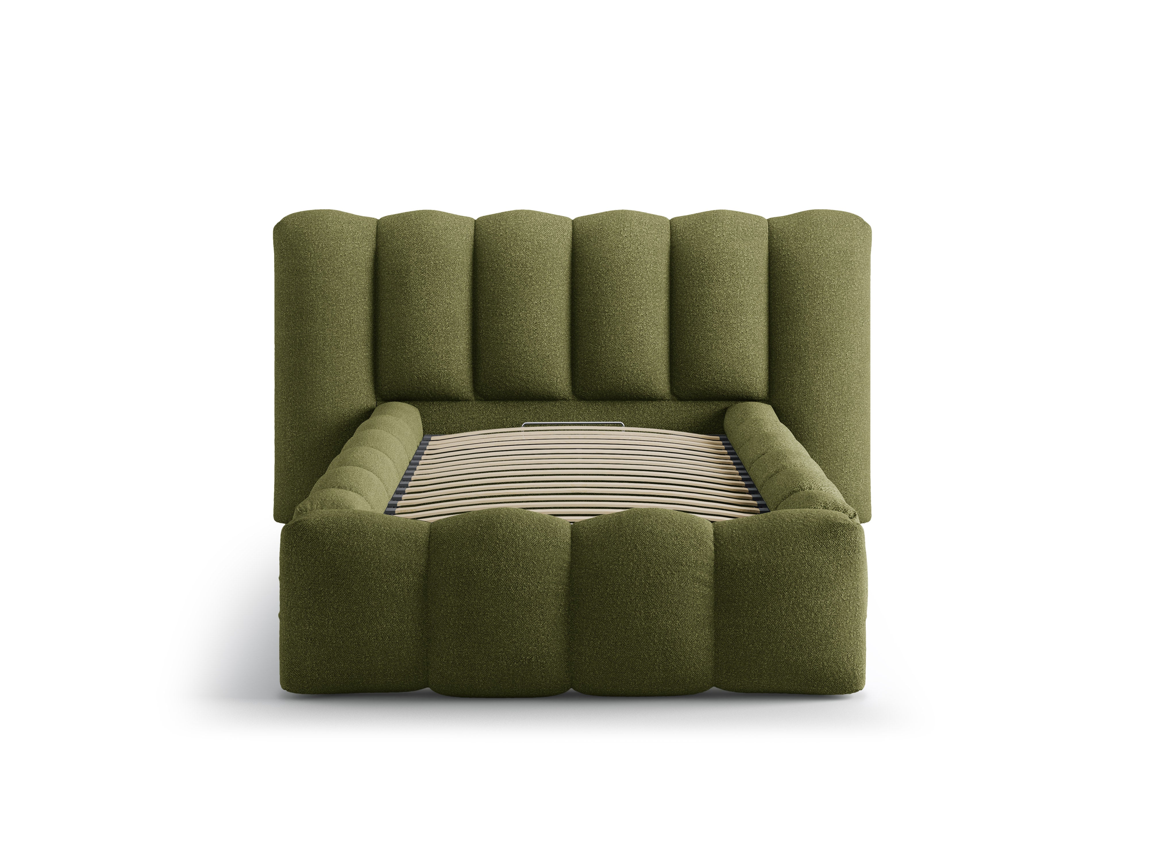 Bett LUPINE dunkles olivgrünes Boucle