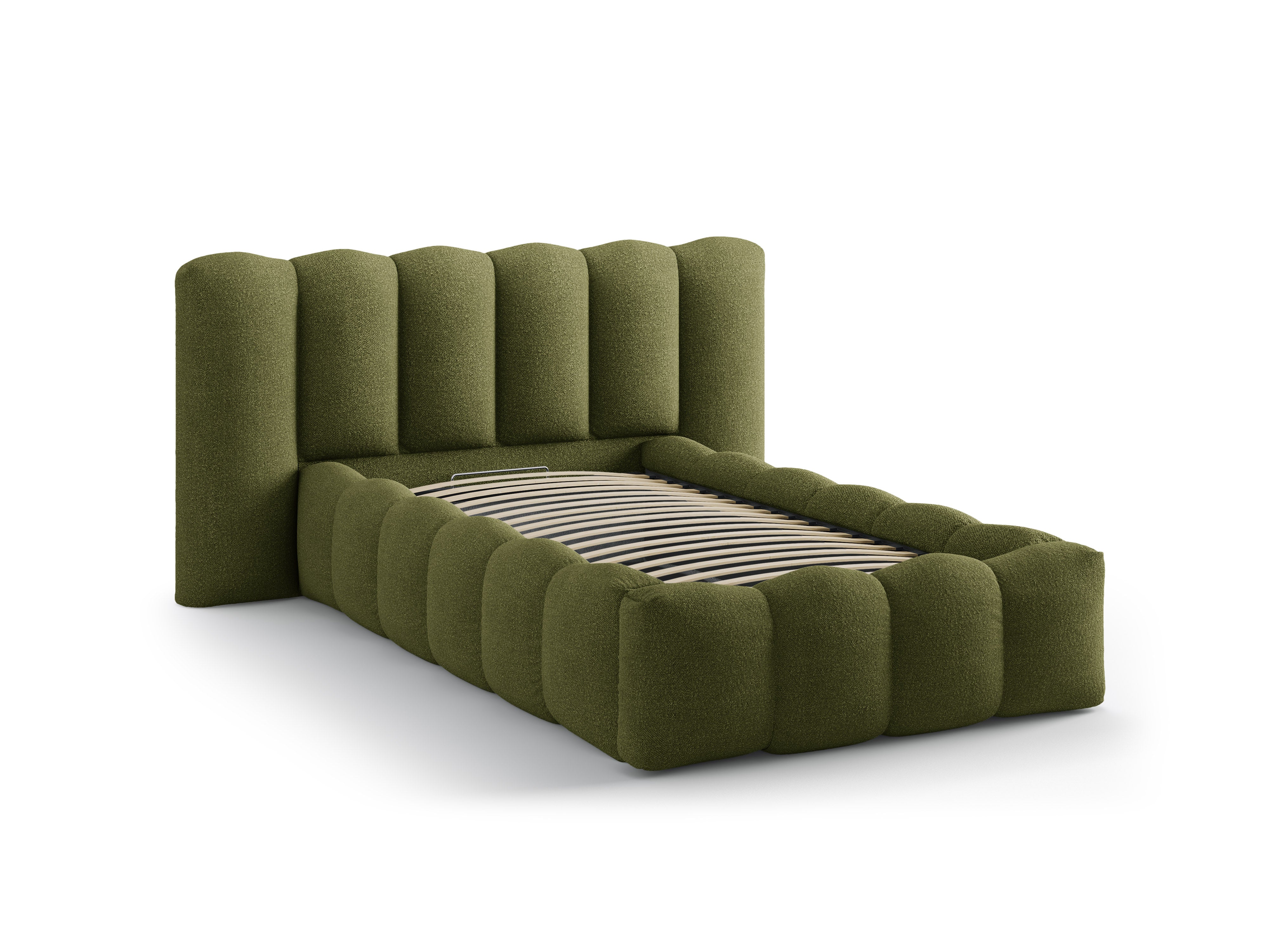 Bett LUPINE dunkles olivgrünes Boucle