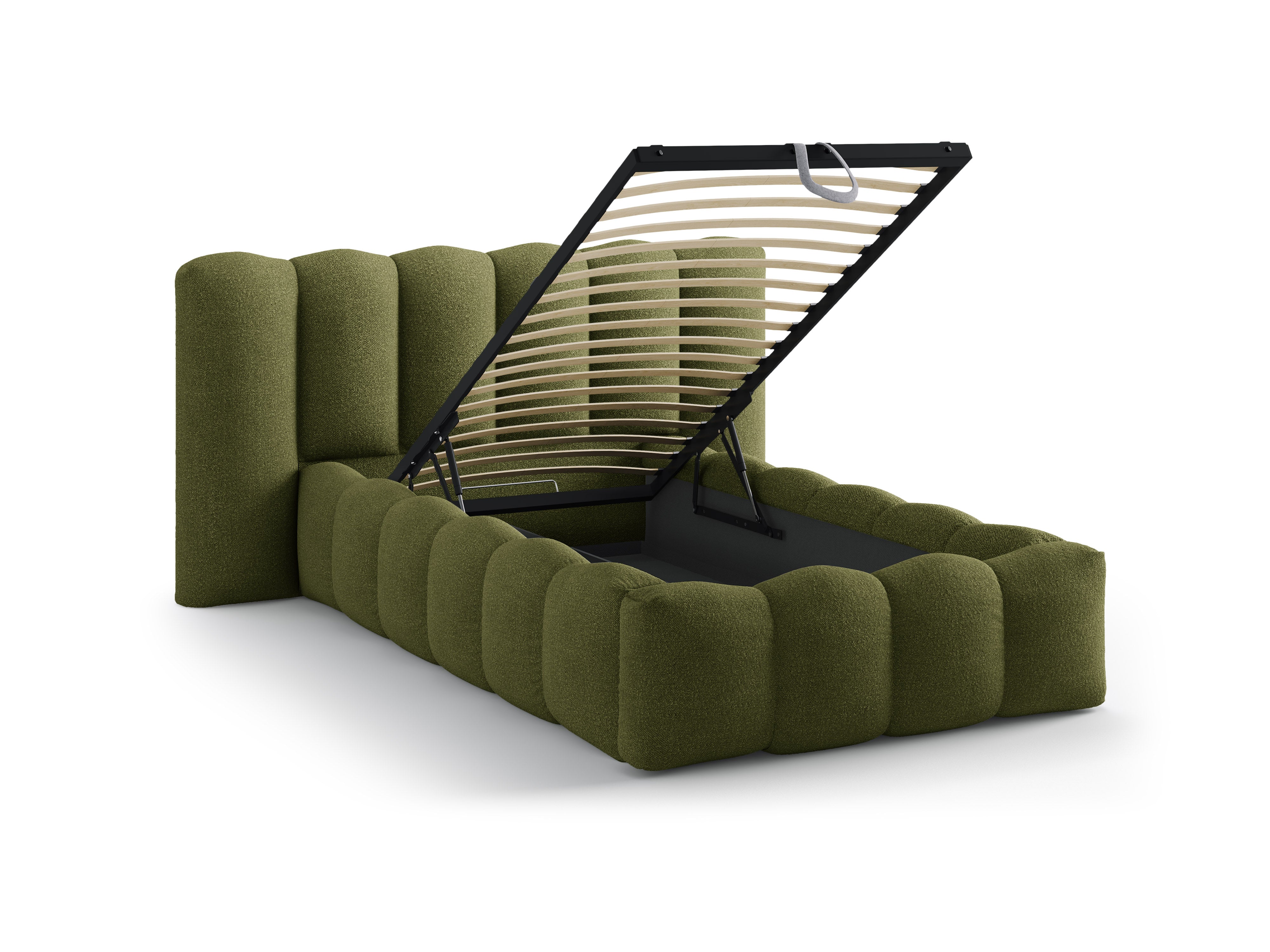 Bett LUPINE dunkles olivgrünes Boucle