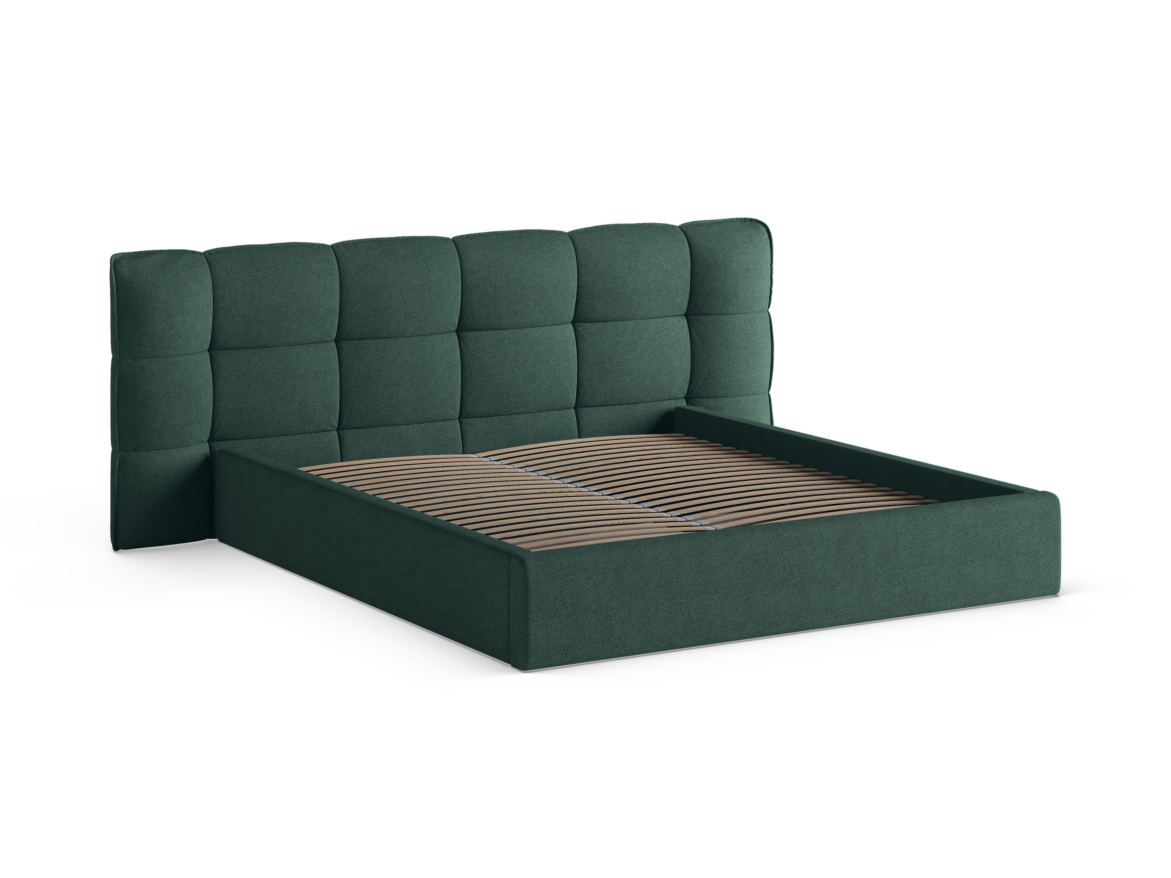 ERIC Bed with Storage in Green Boucle