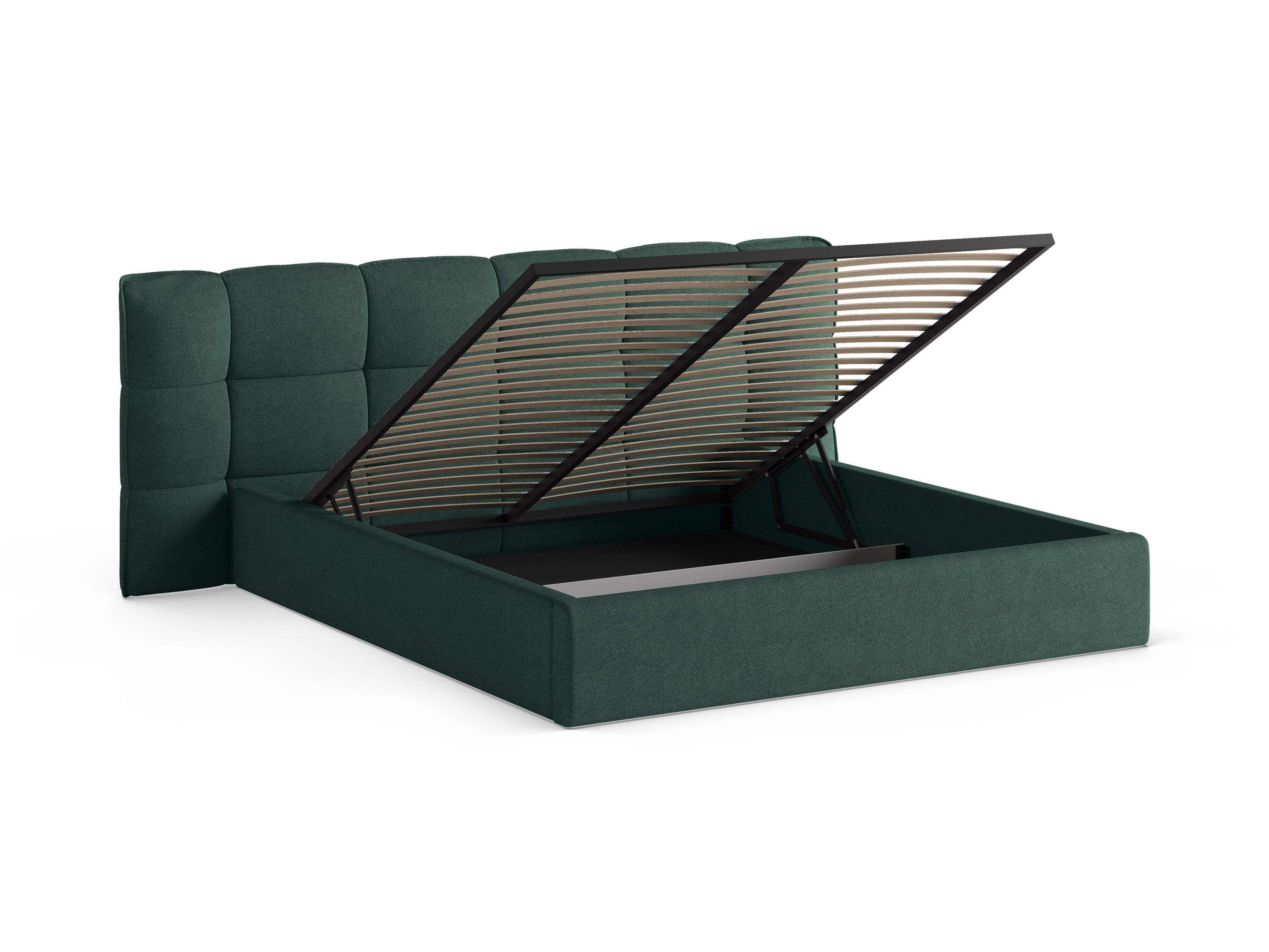 ERIC Bed with Storage in Green Boucle